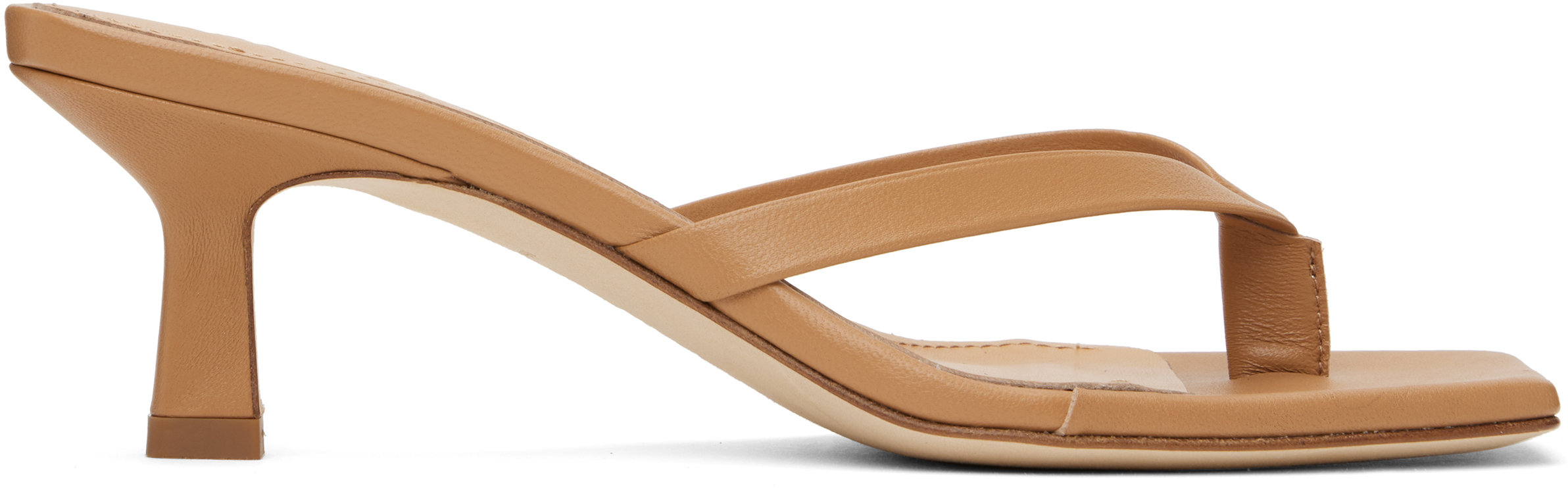 Tan Wilma Leather Toe-Post Heeled Sandals