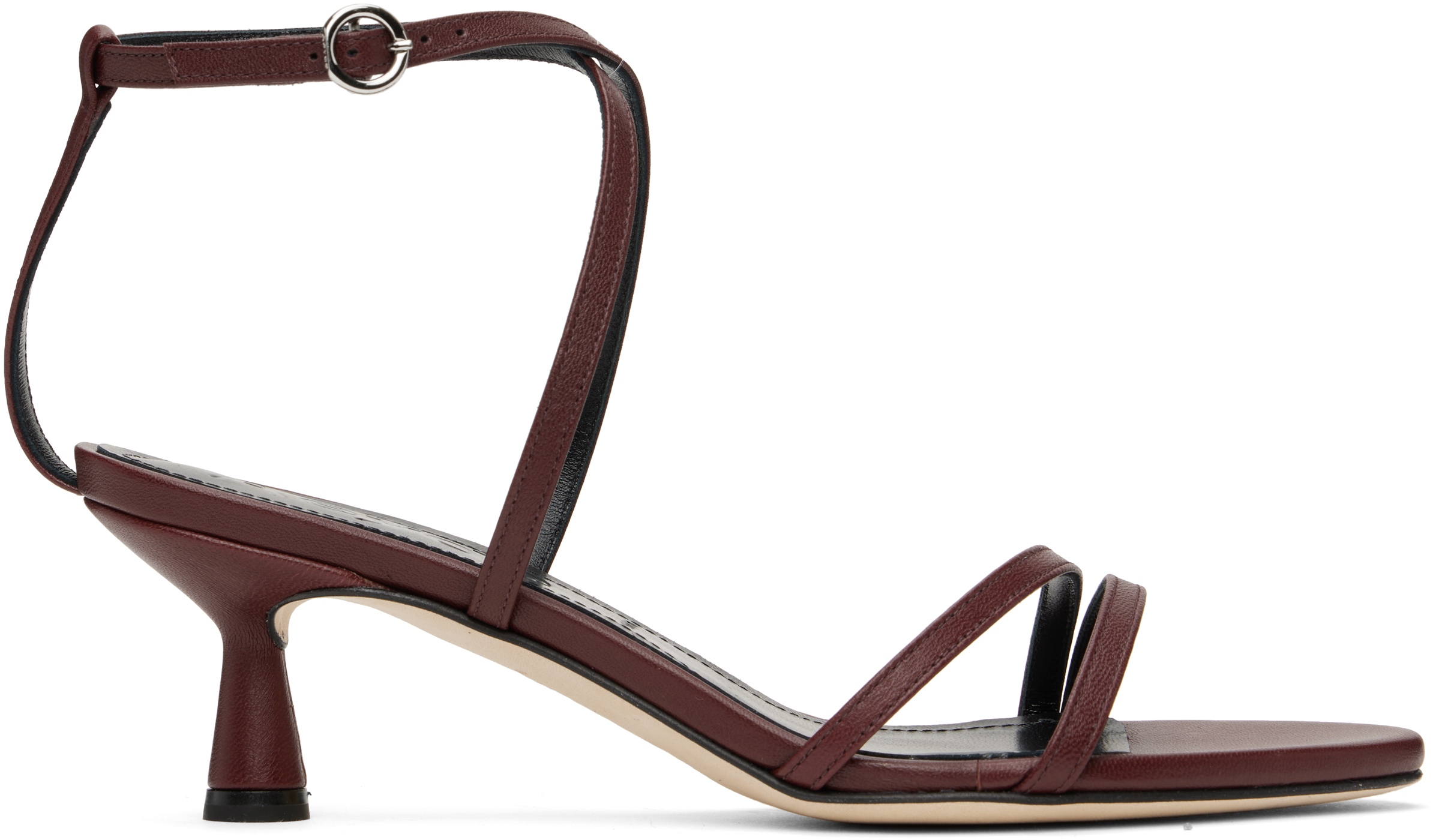 Burgundy Maeve Leather Heeled Sandals