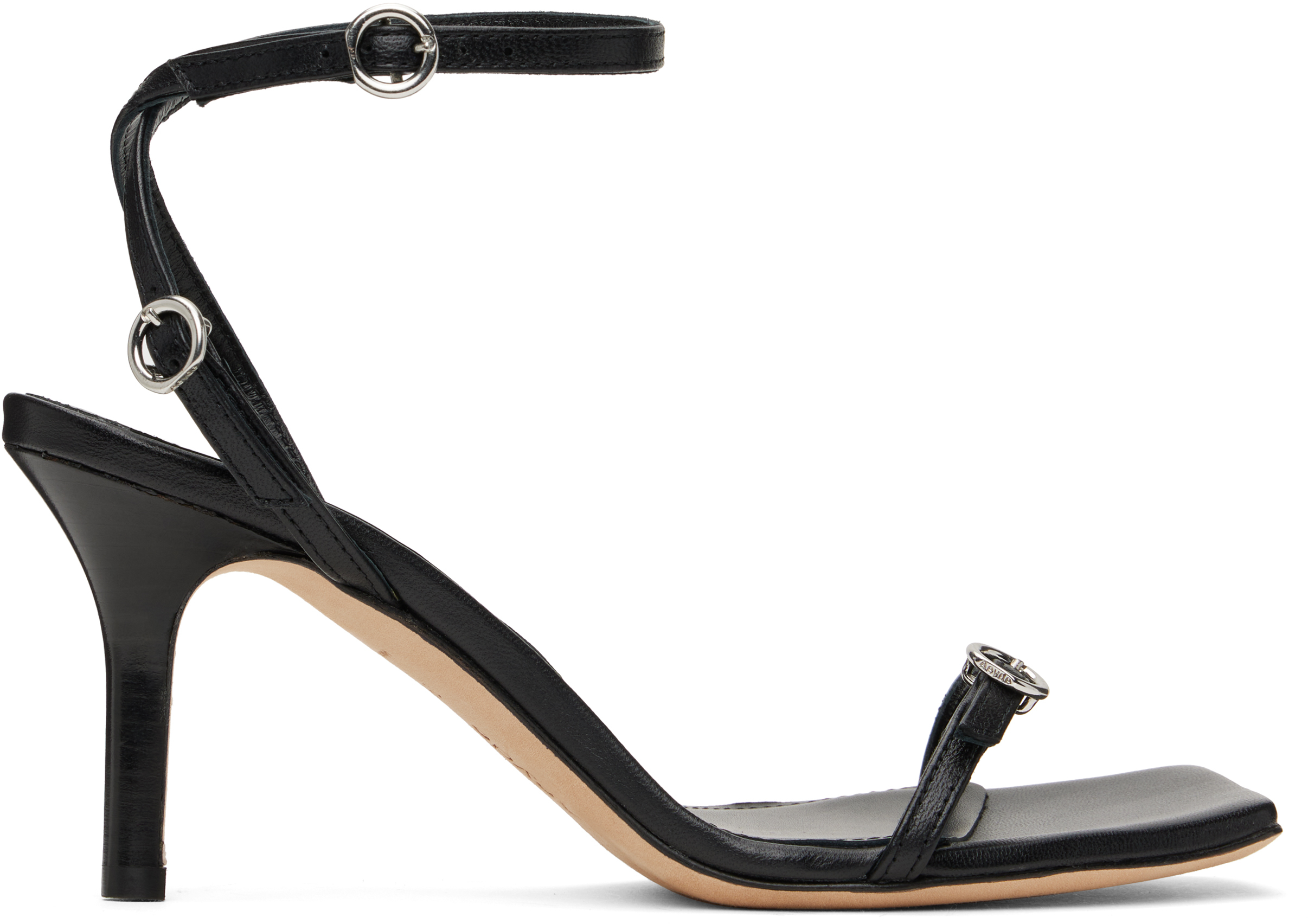 Black Hallie Leather Stiletto Heeled Sandals