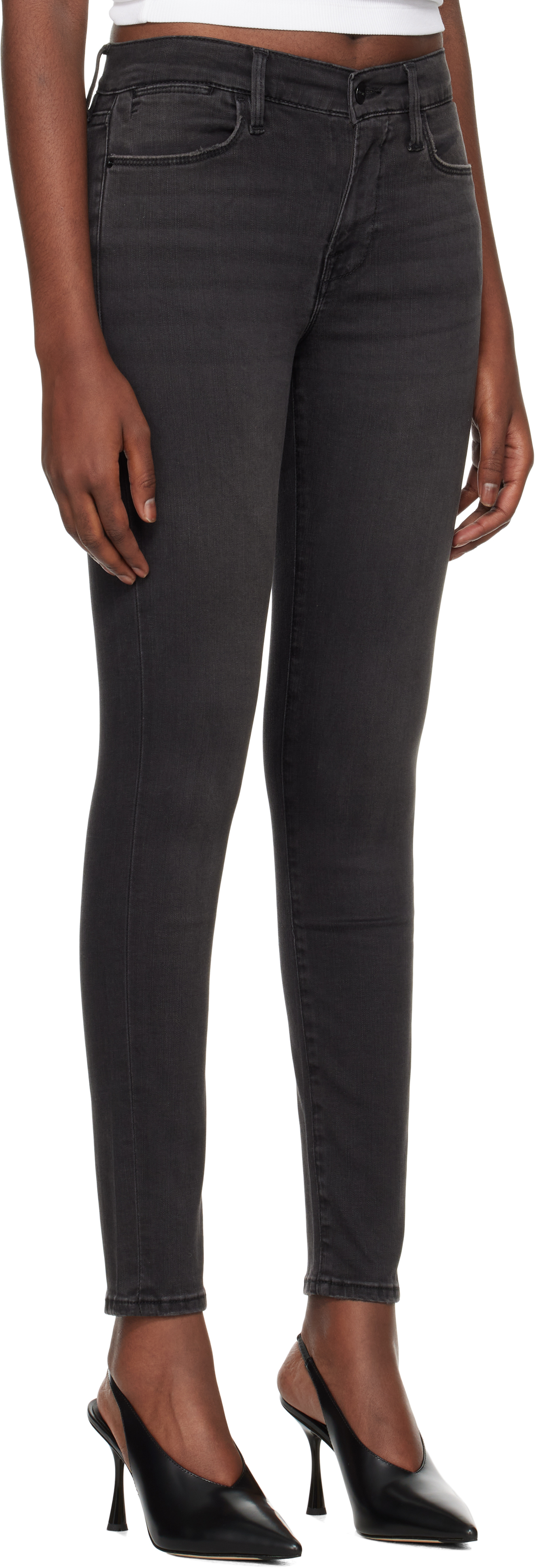 Shop Frame Black 'le High Skinny' Jeans In Krry