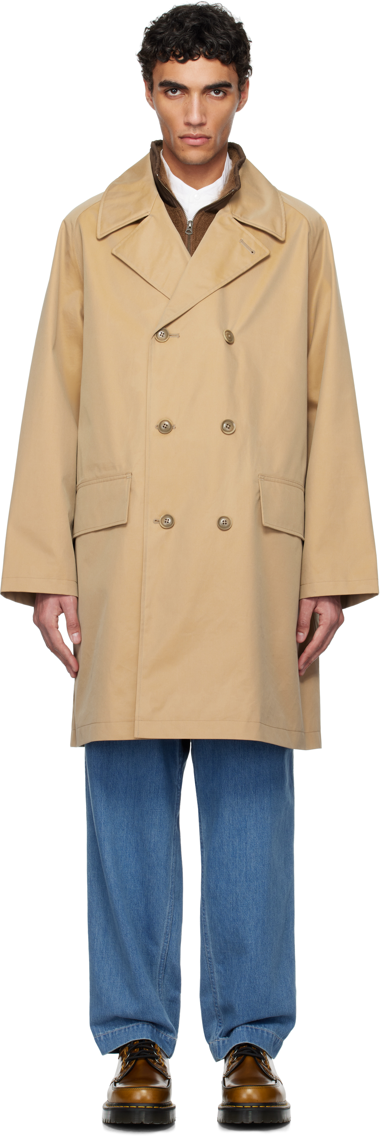 Beige 2L Cotton GORE-TEX Double Breasted Coat