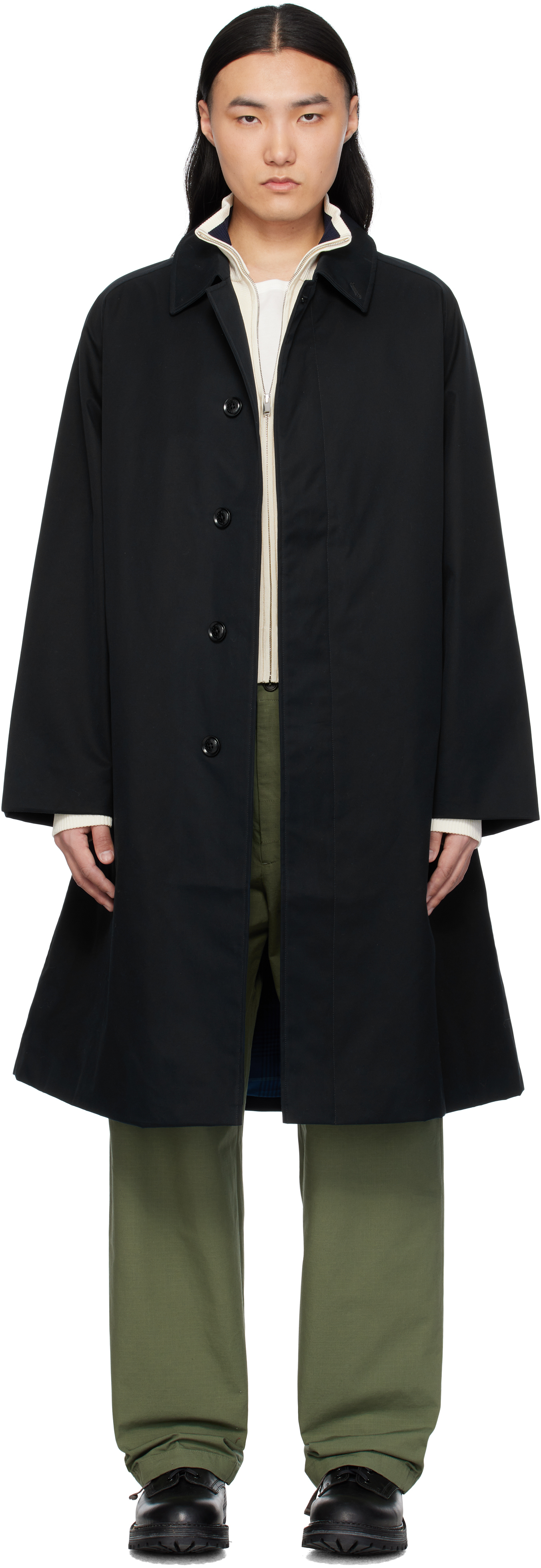 Black 2L Cotton GORE-TEX Balmacaan Coat