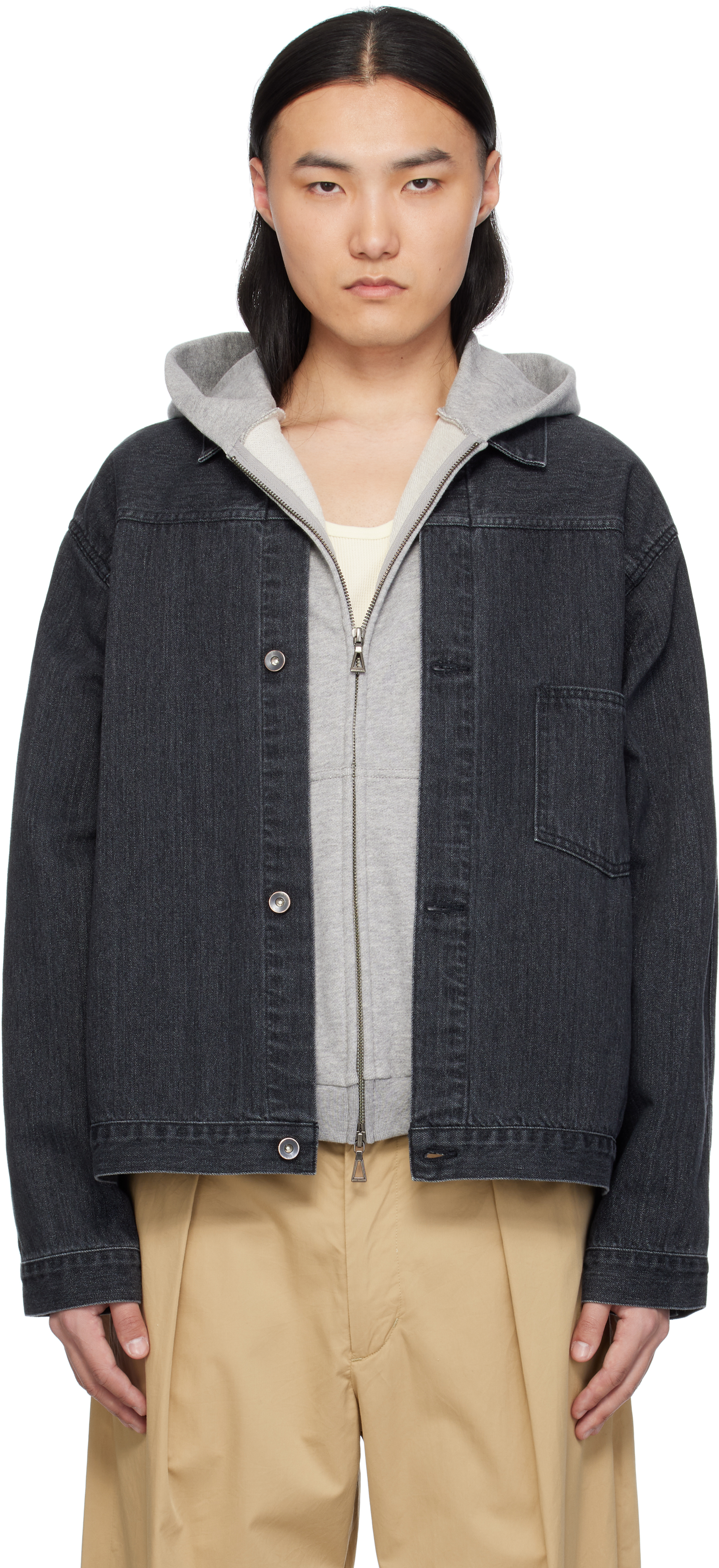 Gray Short Denim Jacket by nanamica on Sale