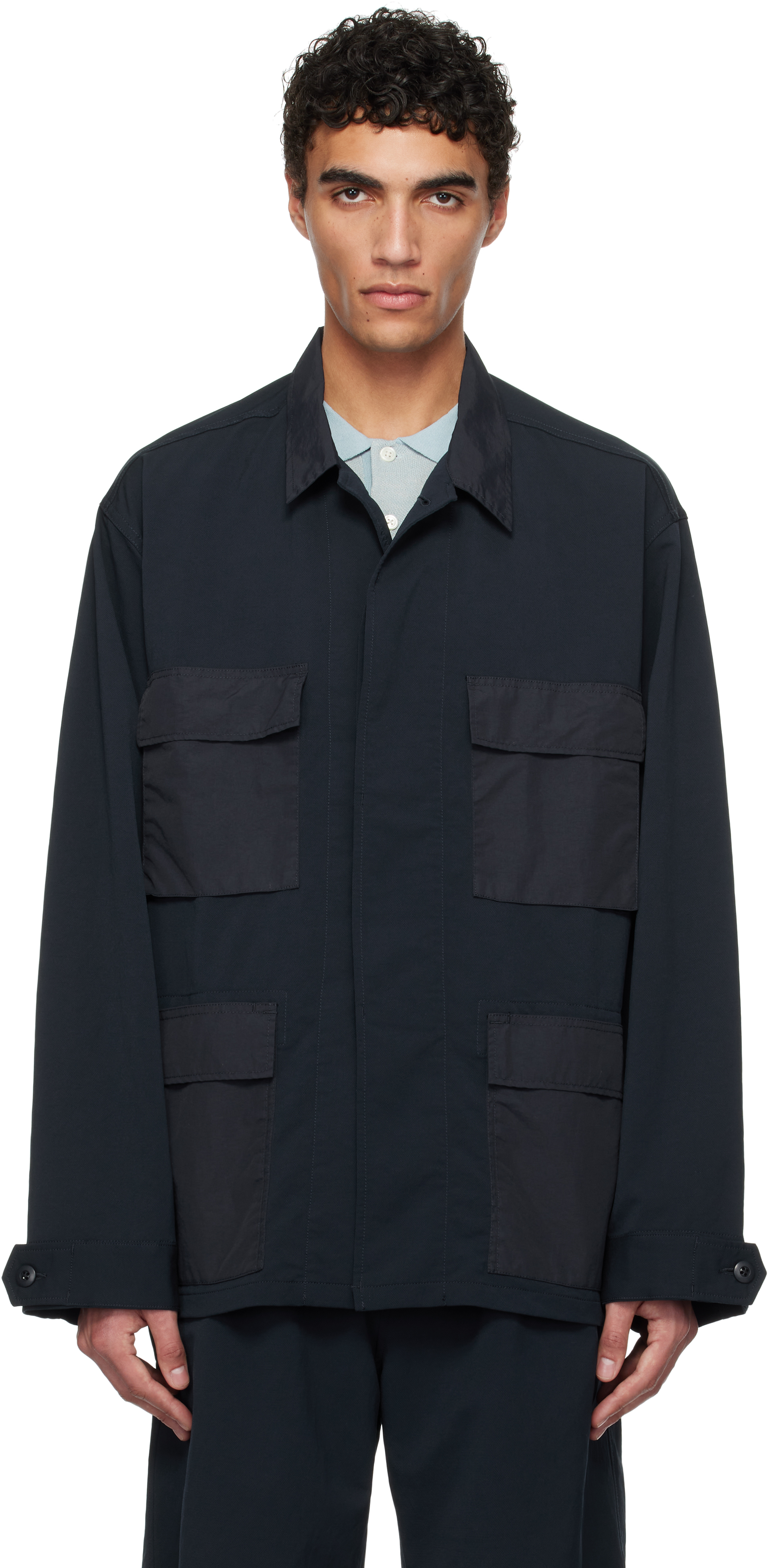 nanamica: Navy ALPHADRY Utility Jacket | SSENSE