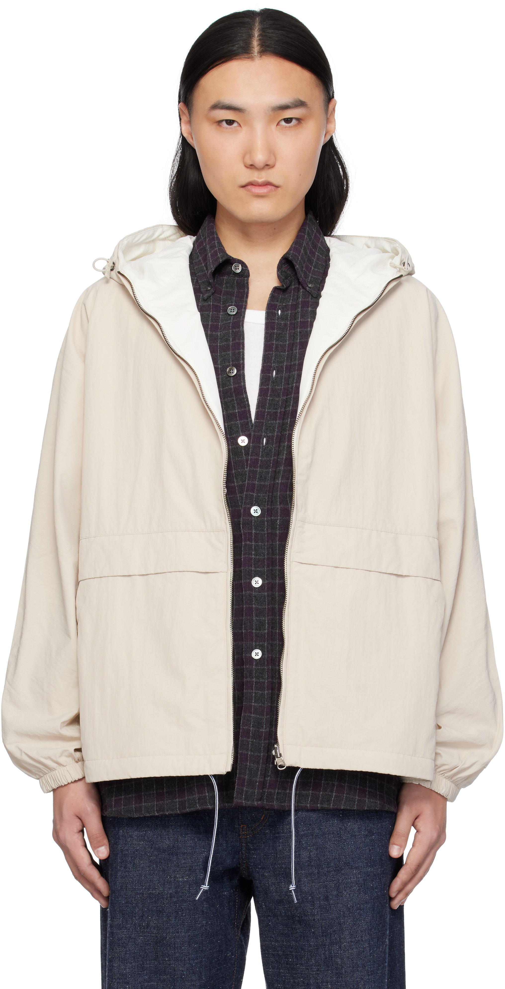 nanamica: Beige Reversible Hooded Jacket | SSENSE
