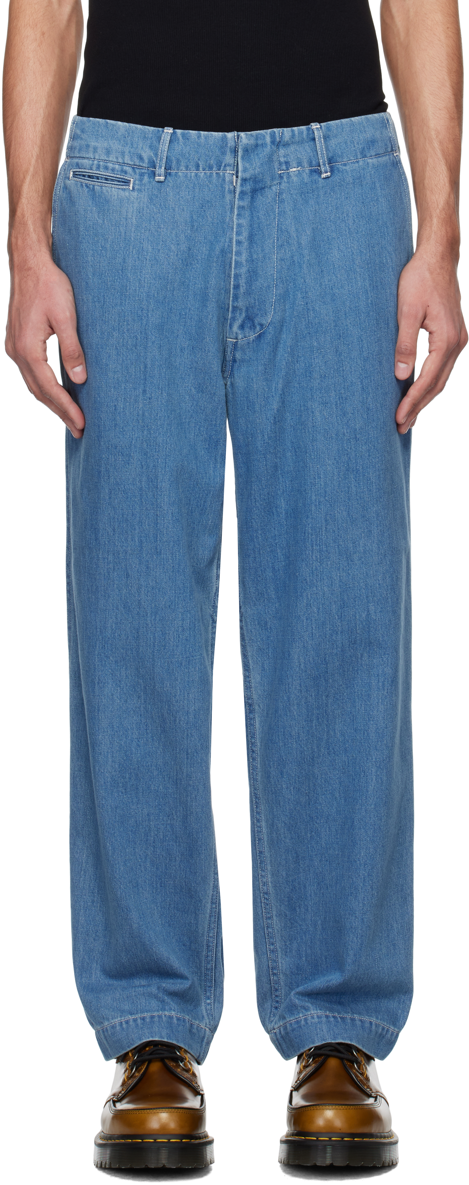 nanamica: Blue Wide Jeans | SSENSE nanamica: Blue Wide Jeans | SSENSE