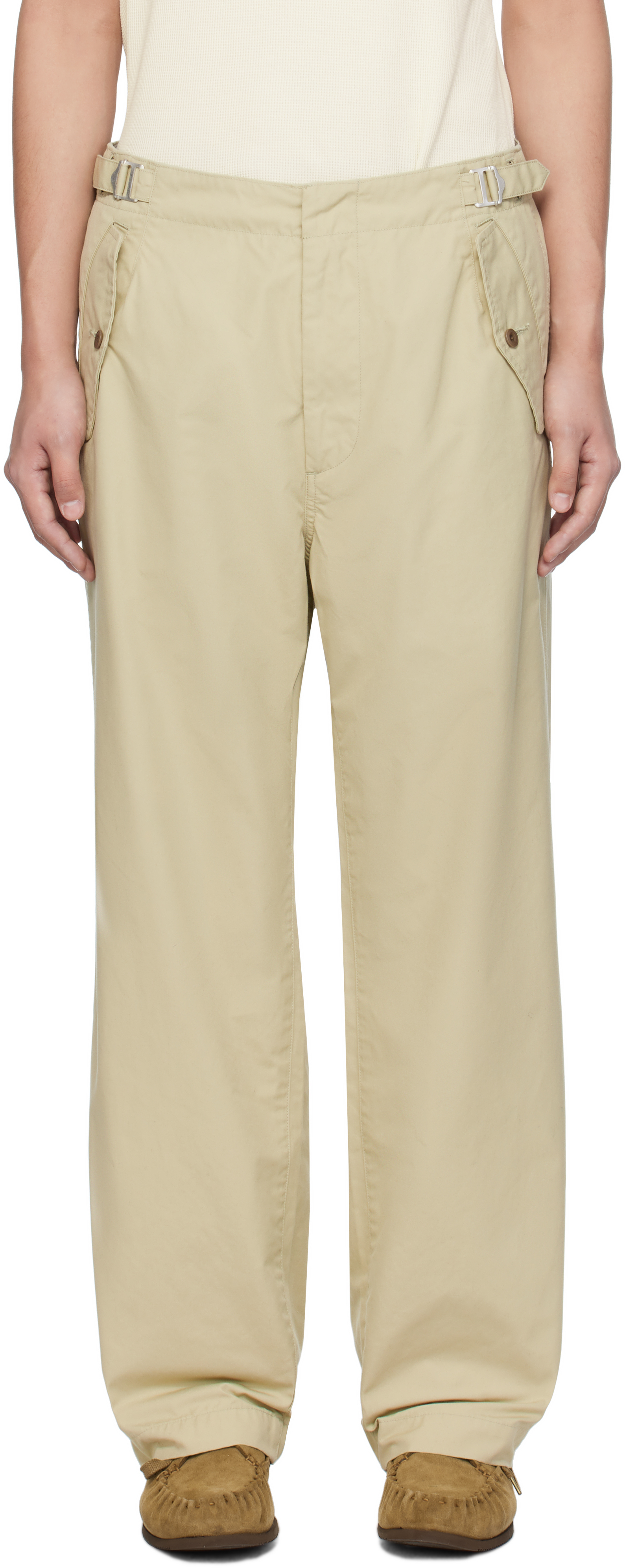 Khaki Side Belt Wide Trousers