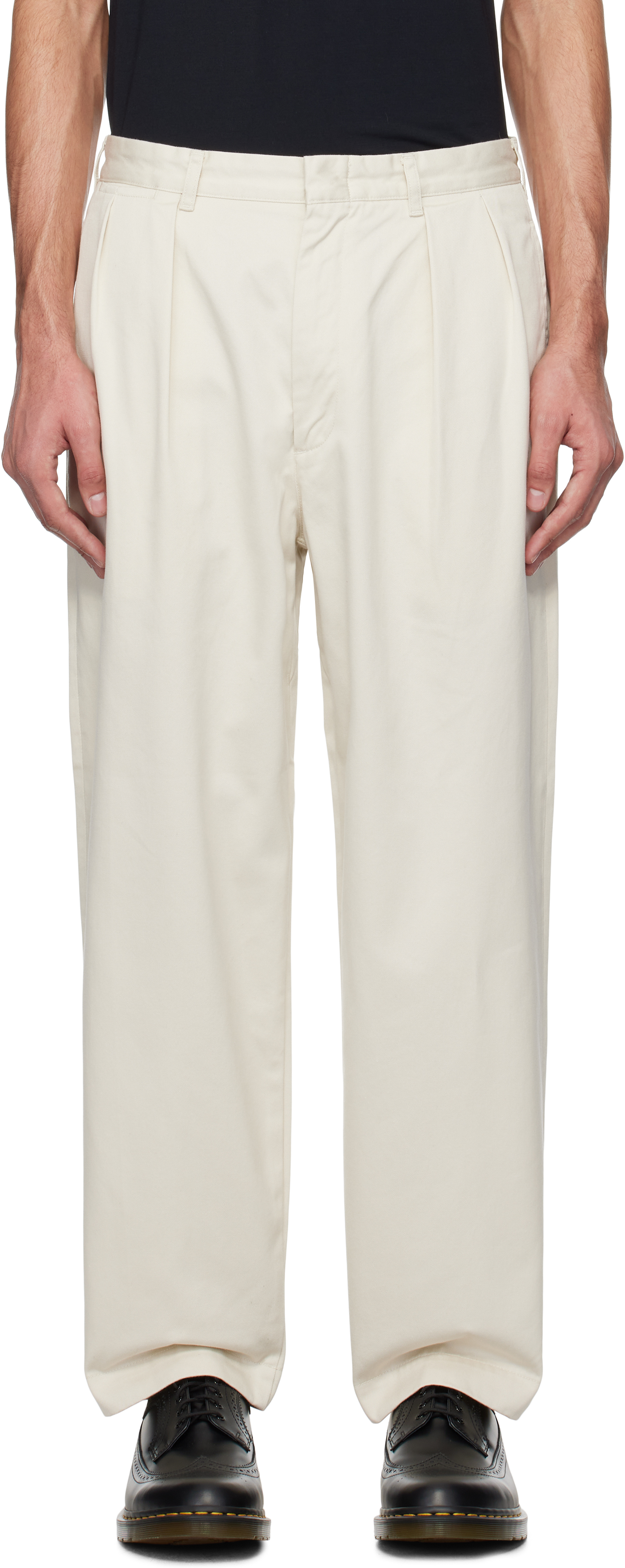 nanamica: Off-White Double Pleat Chino Trousers | SSENSE