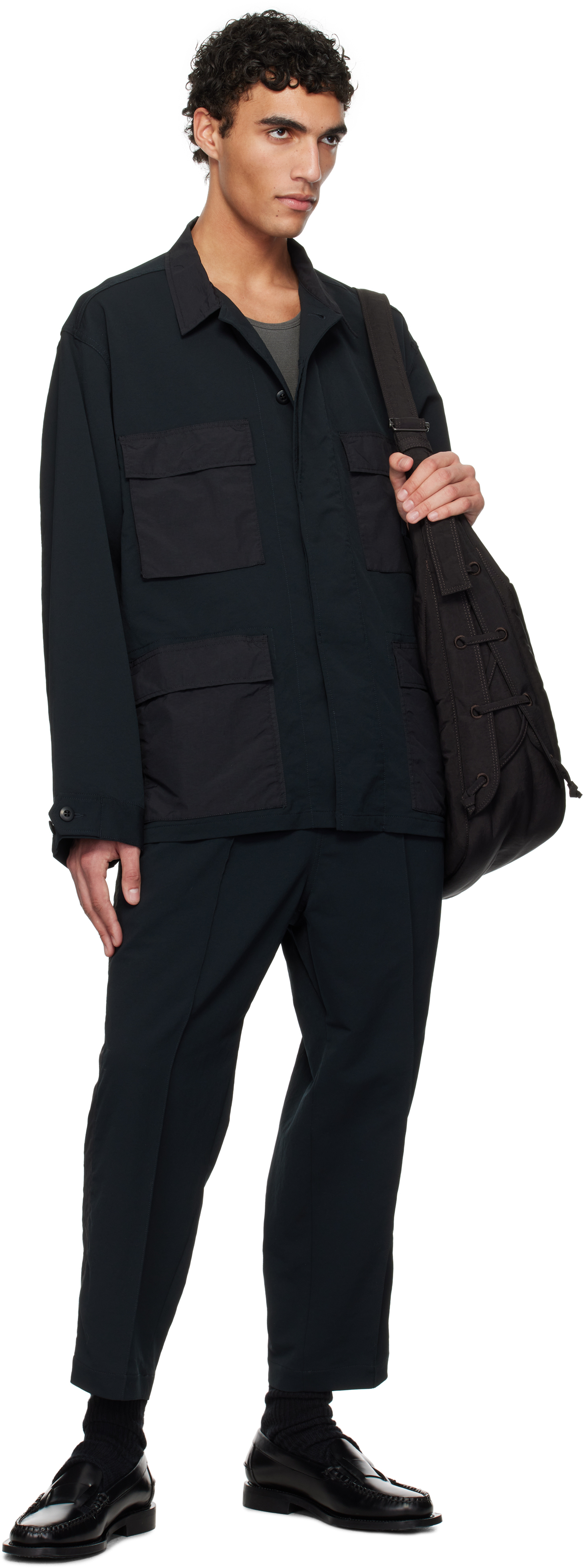 Nanamica Black Cropped Trousers In Black