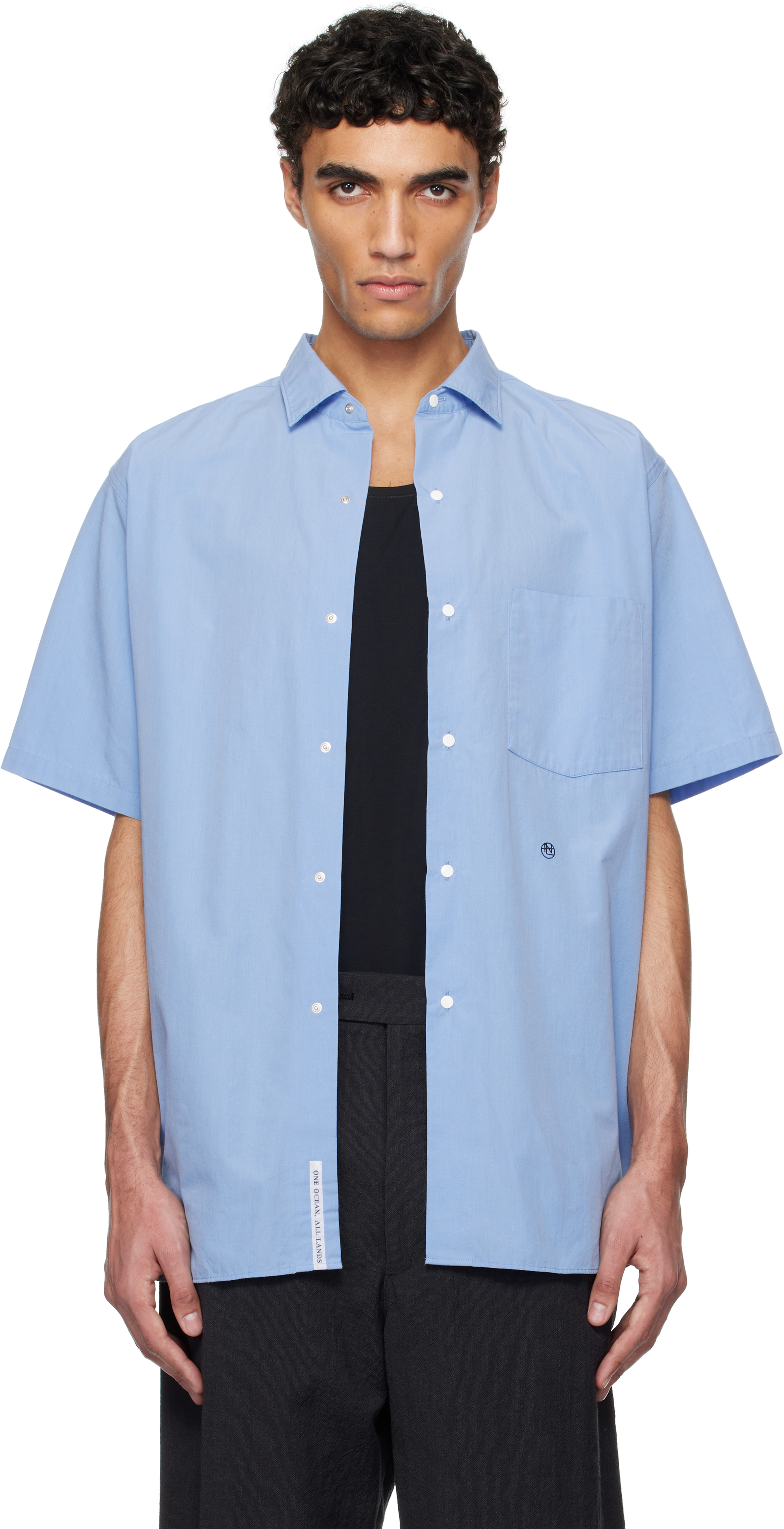 Blue Regular Collar Wind S/S Shirt