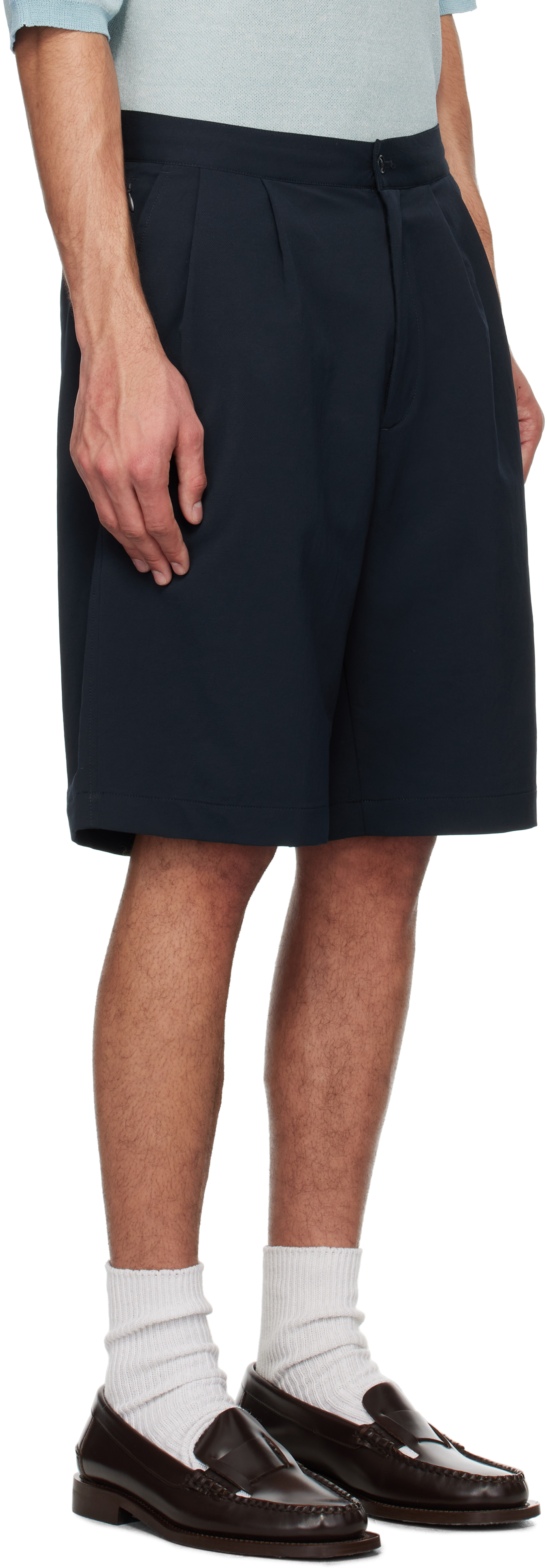 Nanamica Navy Double Pleats Shorts In Navy
