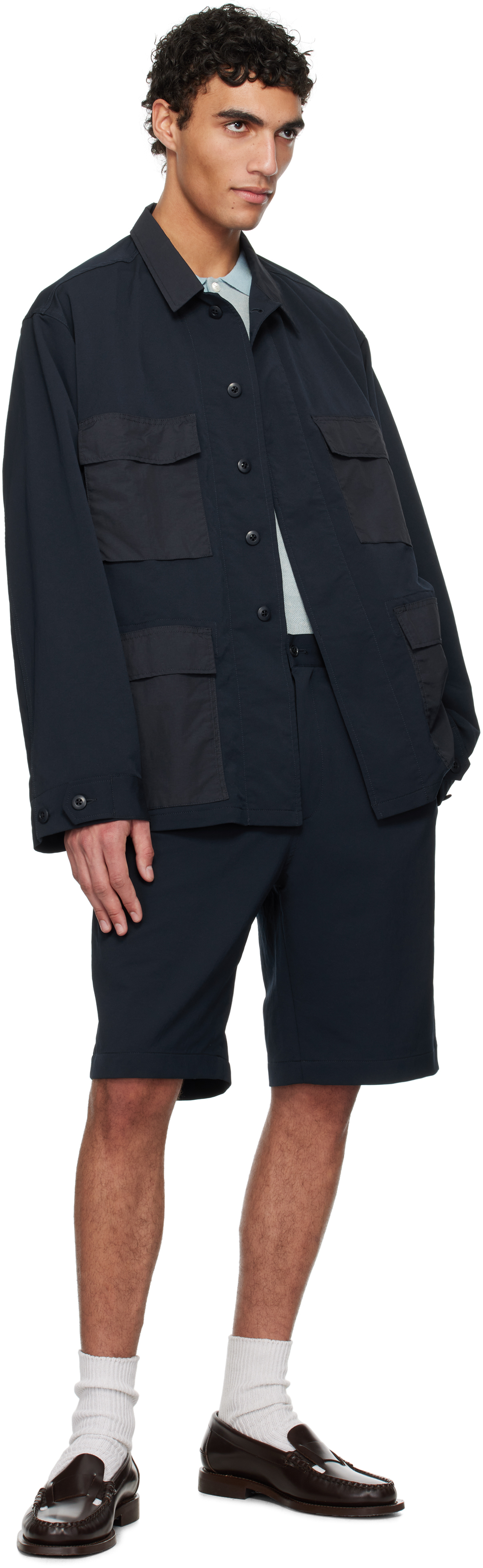 Nanamica Navy Double Pleats Shorts In Navy