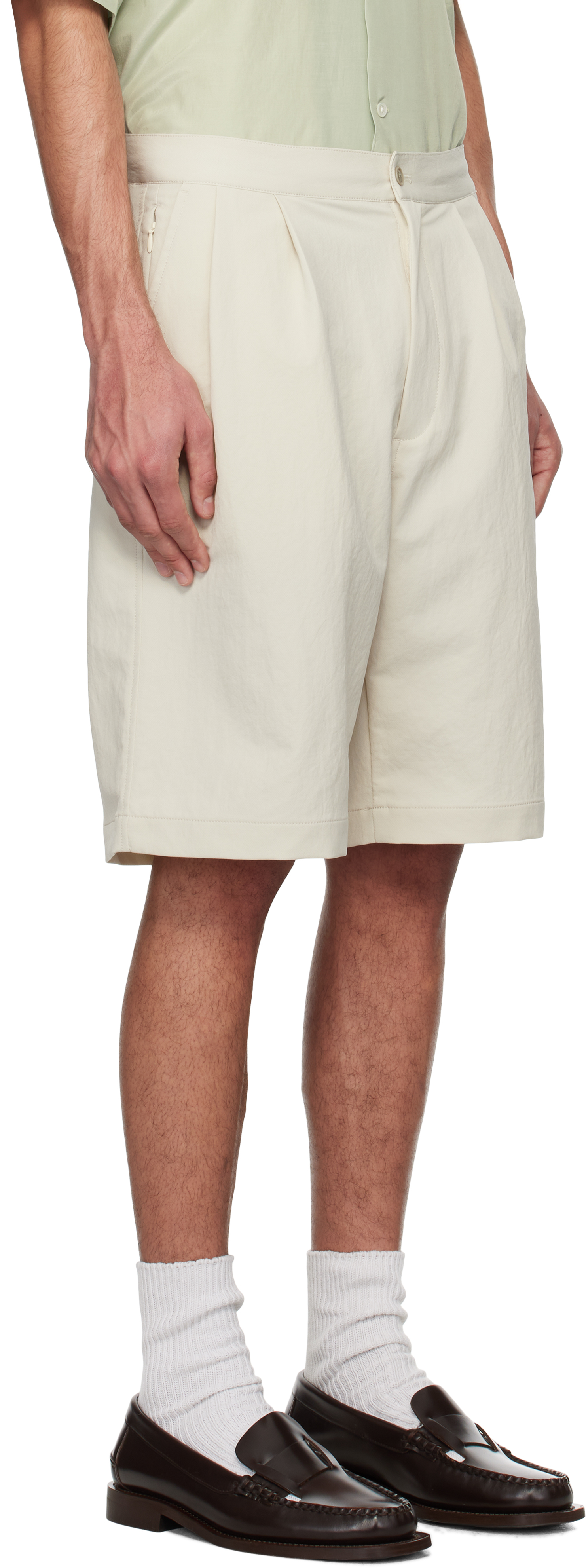 Nanamica Beige Double Pleats Shorts In Dry Sand