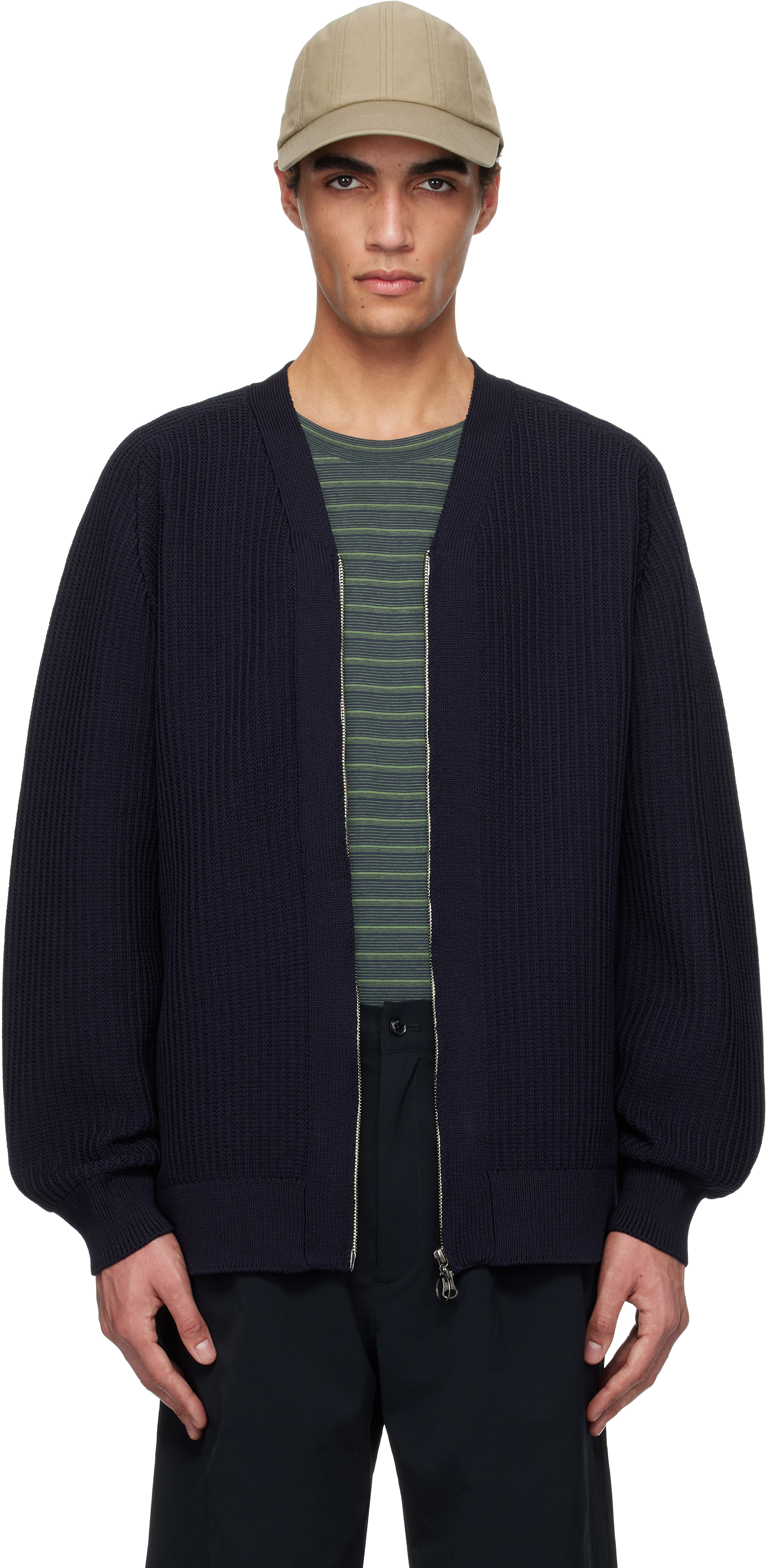 Navy 5G Zip Cardigan