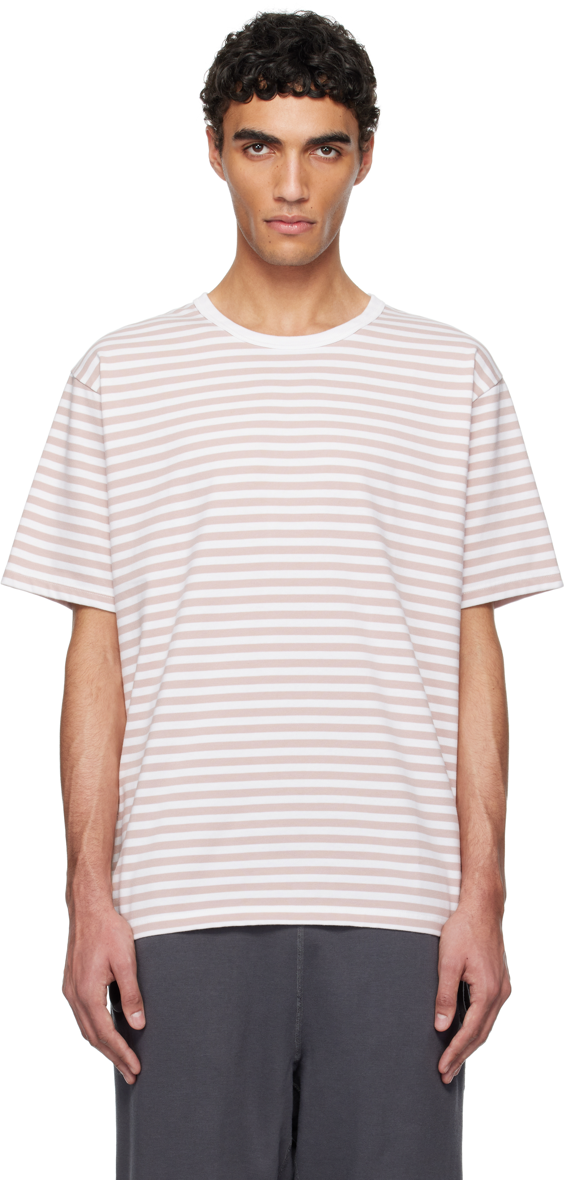 nanamica: Pink & White COOLMAX Stripe Jersey T-shirt | SSENSE nanamica: Pink & White COOLMAX Stripe Jersey T-shirt | SSENSE