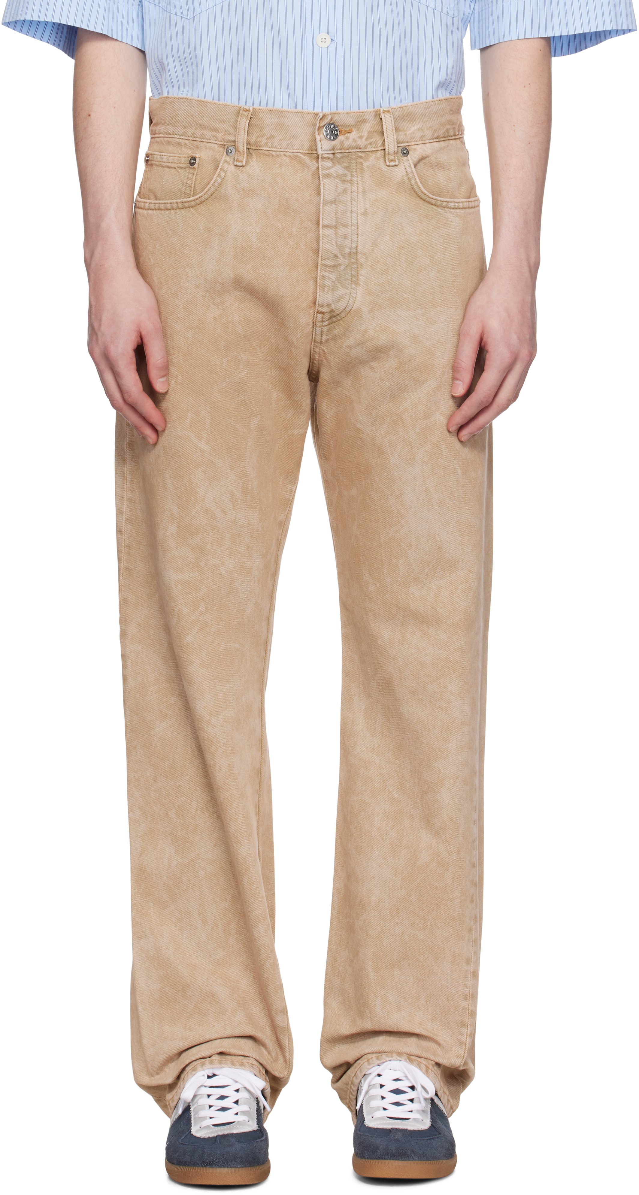 Beige Straight Twist Jeans