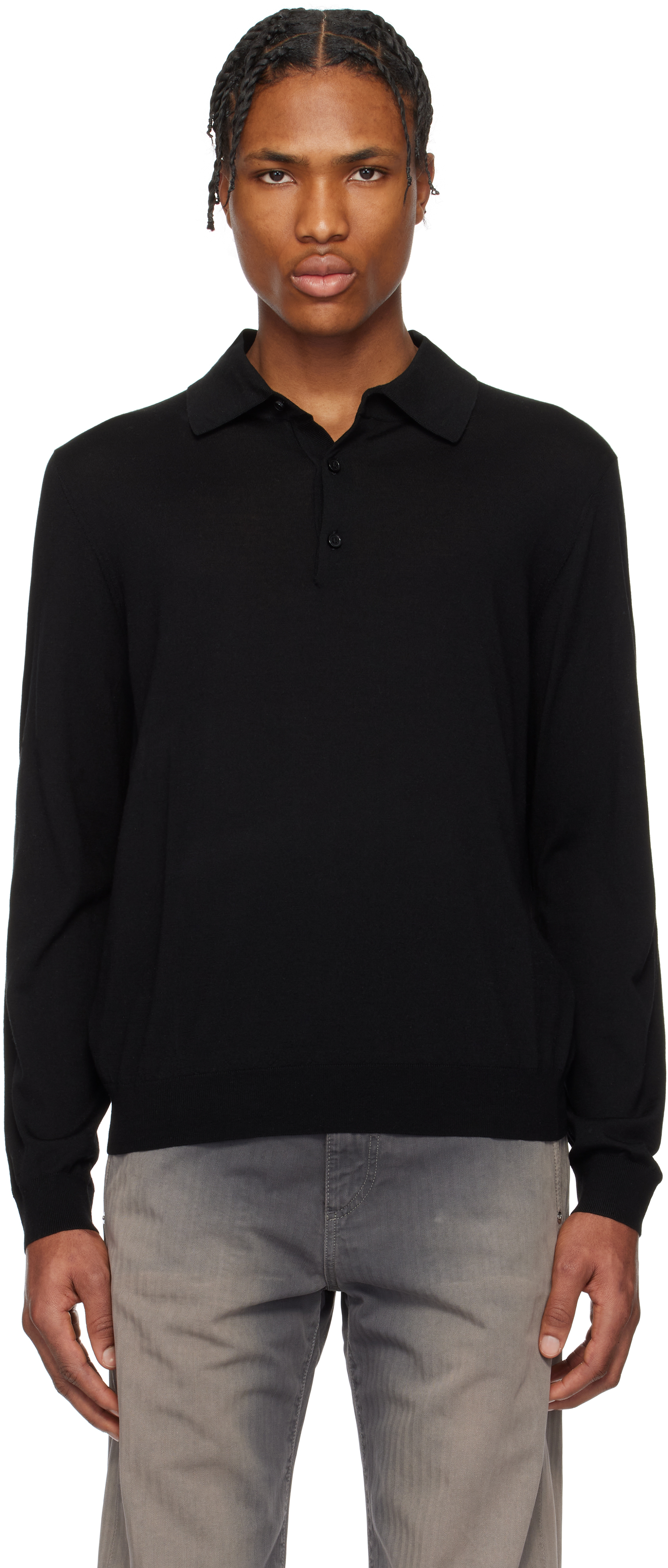 【美品】Sunflower サンフラワー　メリノニットポロ 美品】Sunflower サンフラワー メリノニットポロ ウール混きれい