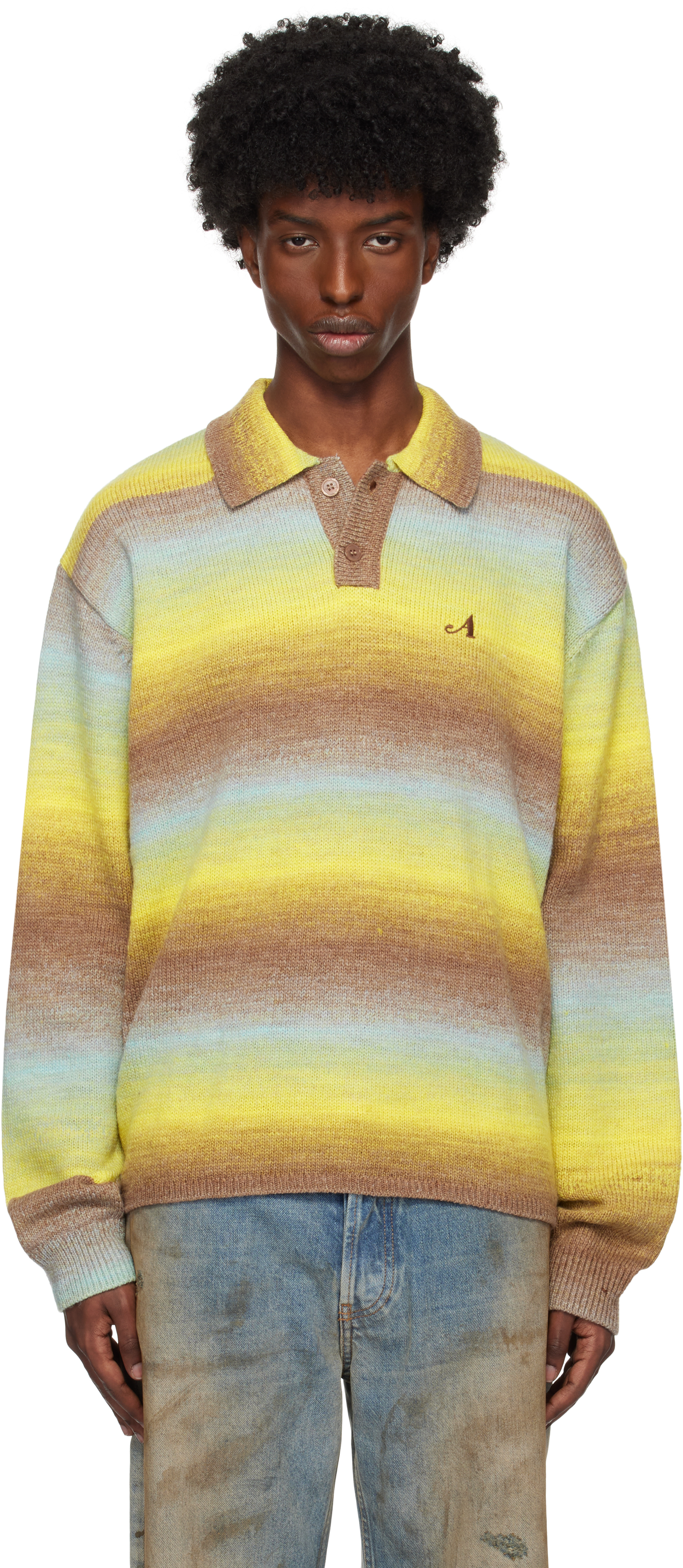 Multicolor Ombre Collared Polo