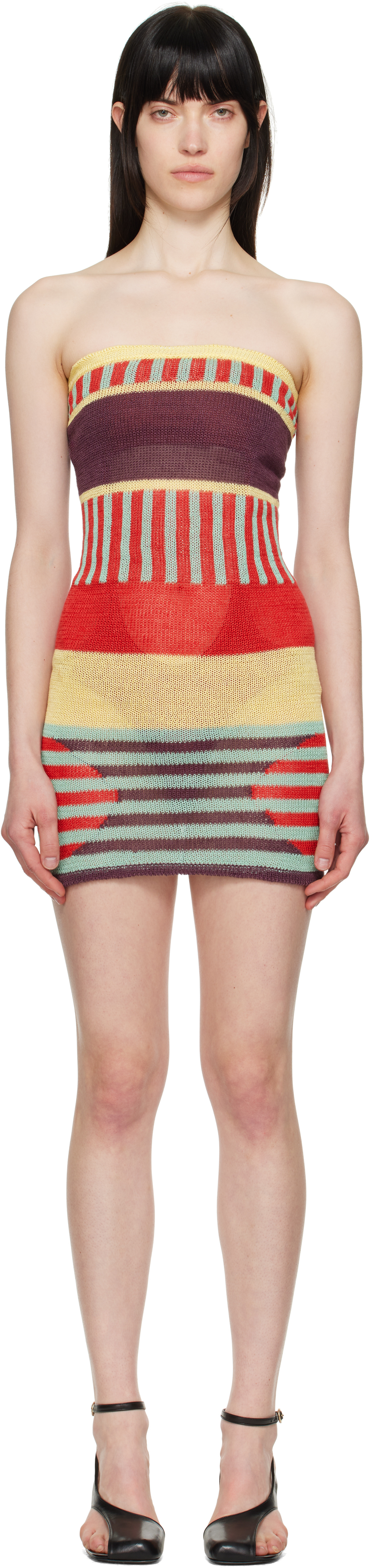 Multicolor Linen Focus Knit Minidress