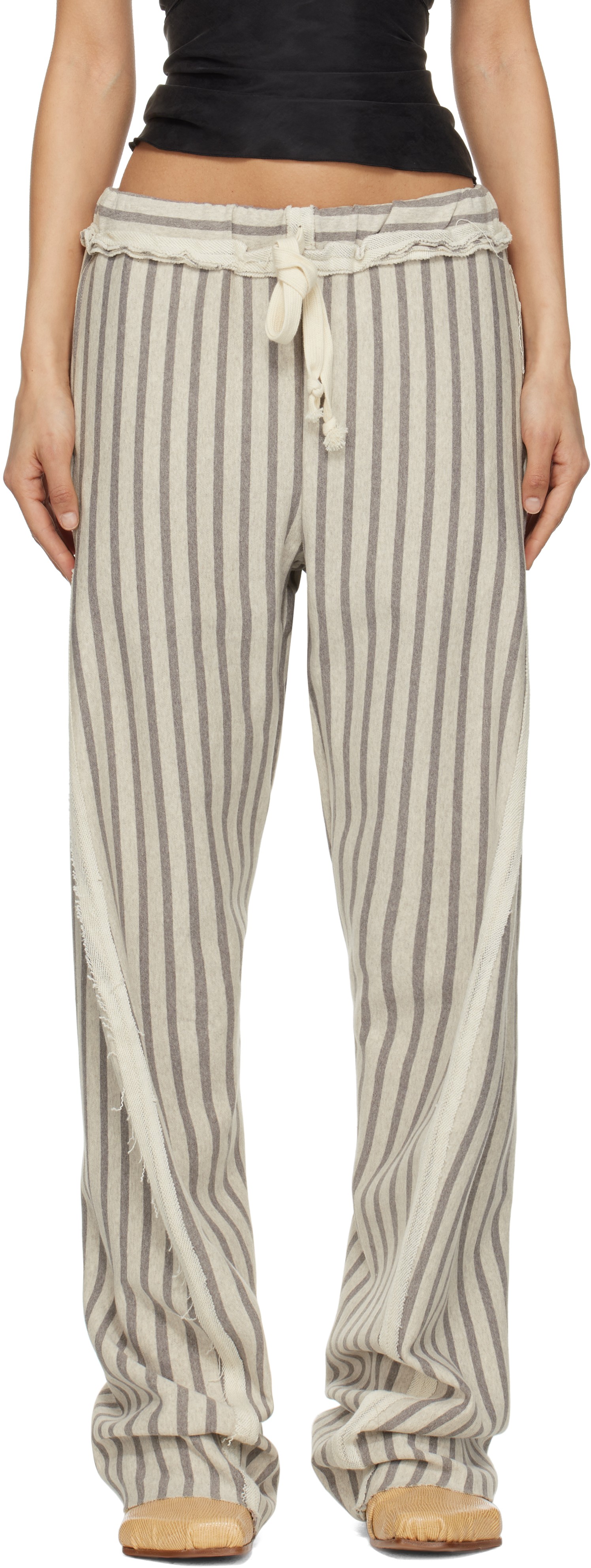 Edward Cuming: Gray Twisted Track Trousers | SSENSE