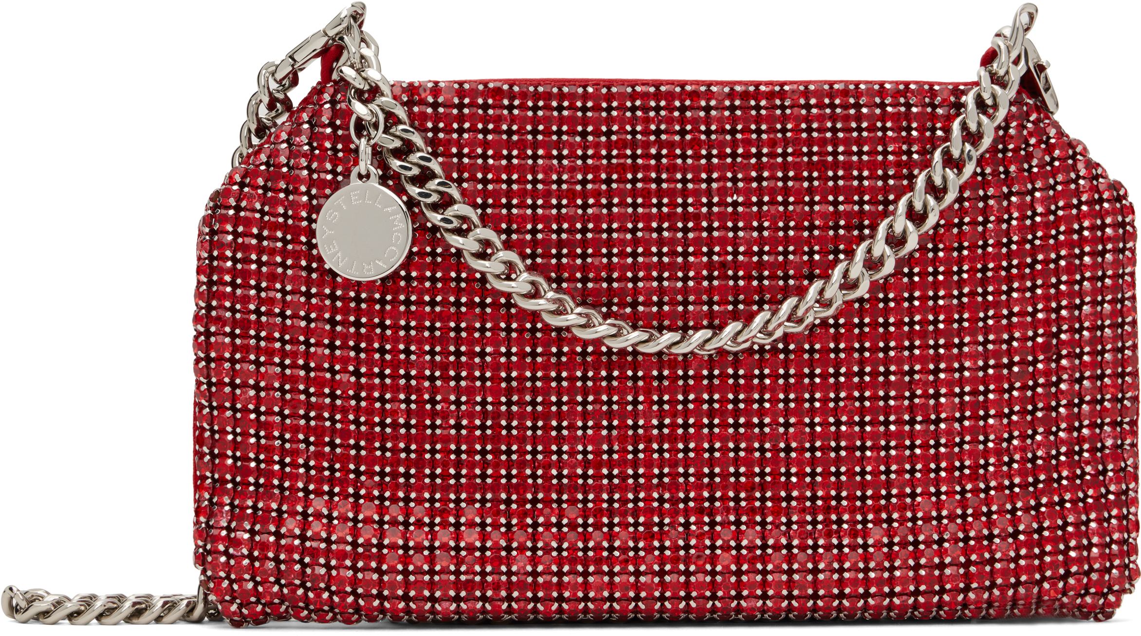 Red Falabella Crystal Mesh Shoulder Bag