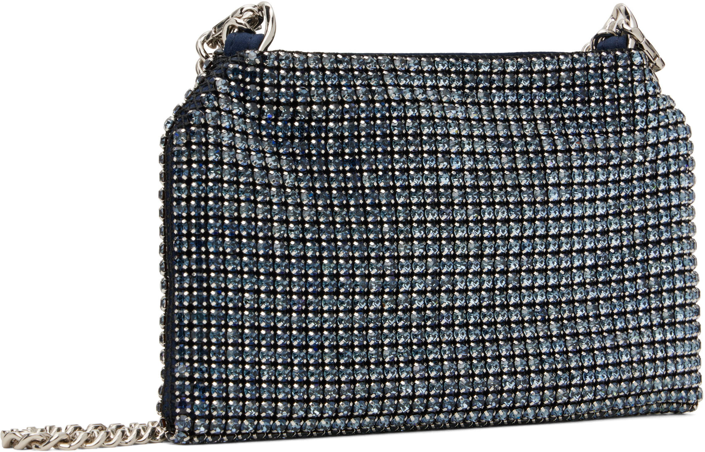 Stella Mccartney Navy Falabella Crystal Mesh Shoulder Bag In 4101 Ink