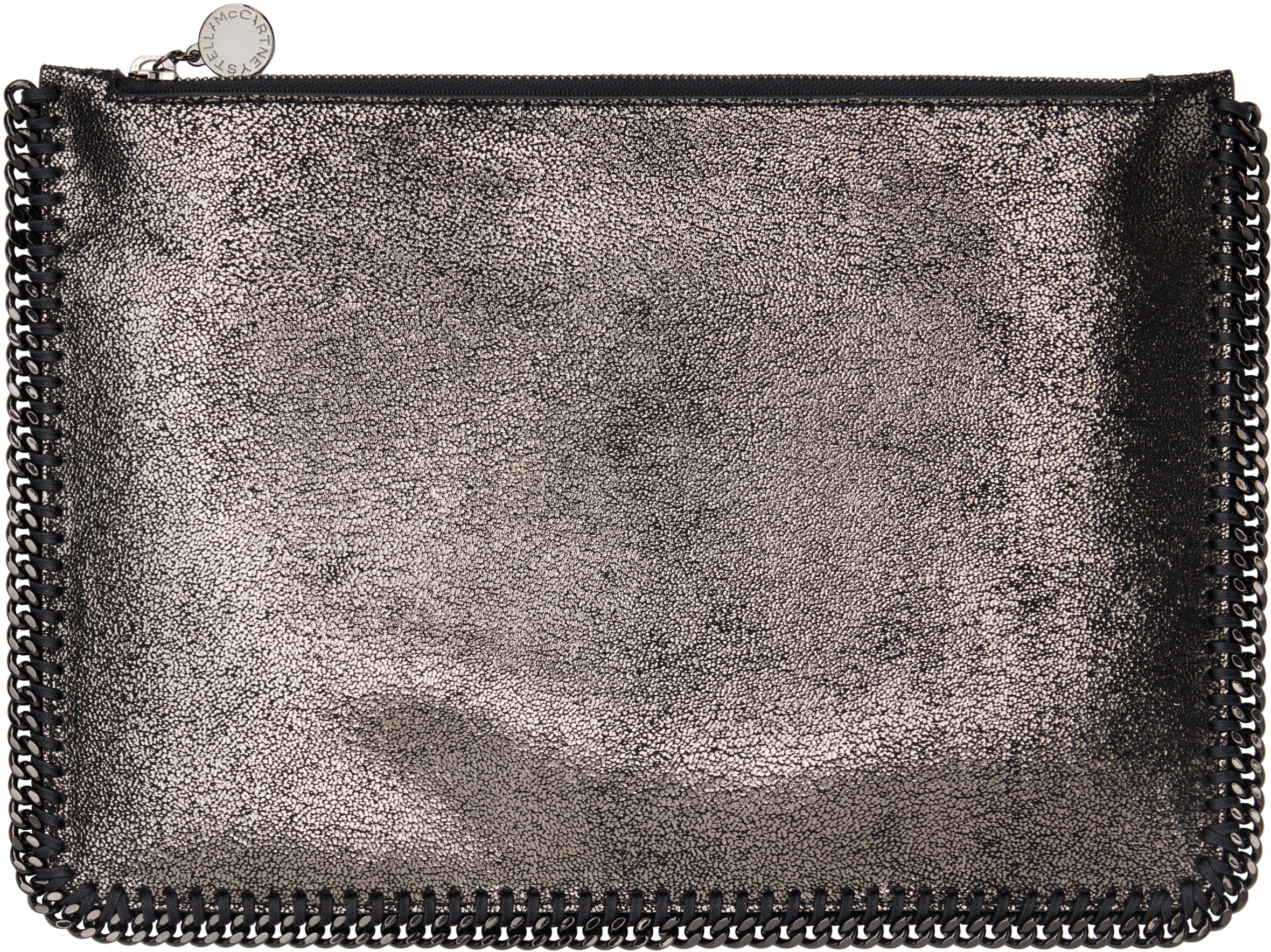 Stella Mccartney Black Falabella Clutch In 1111 Ruthenium