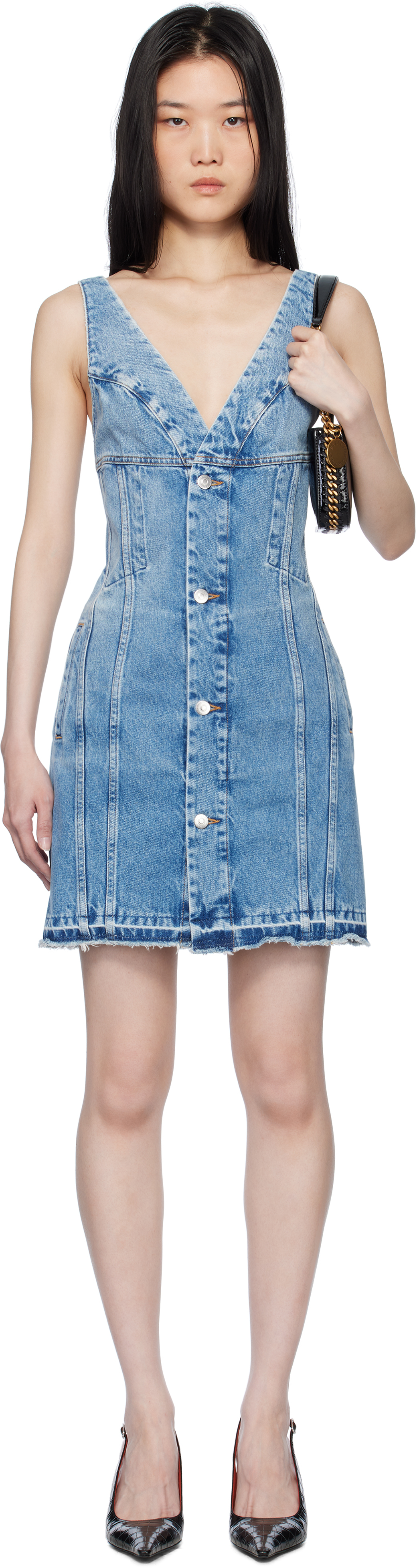 Blue Vintage Wash Denim Minidress