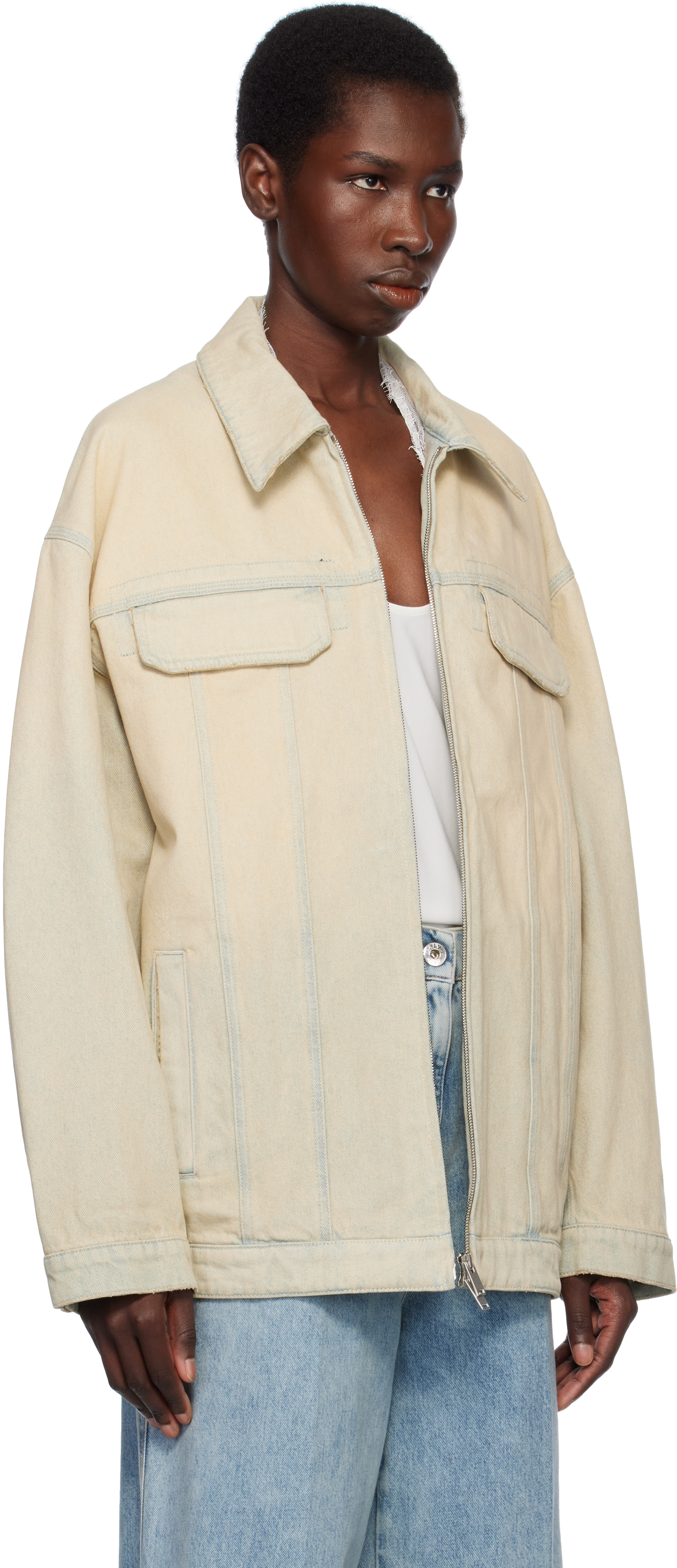 STELLA MCCARTNEY BLUE SAND OVERDYED DENIM JACKET 