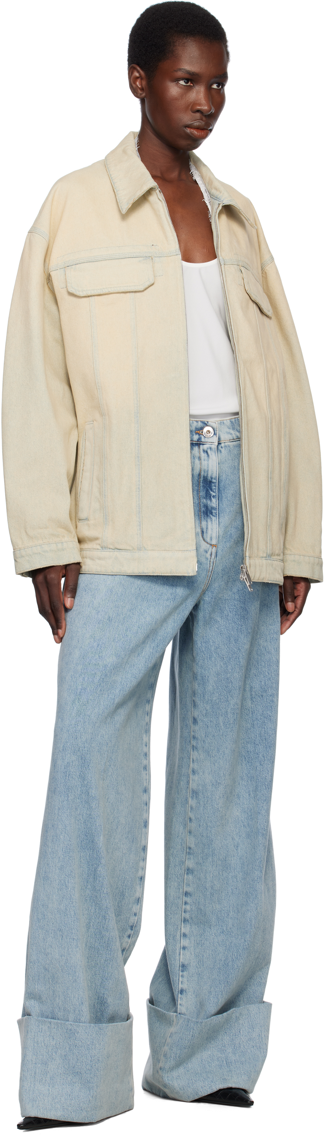 STELLA MCCARTNEY BLUE SAND OVERDYED DENIM JACKET 