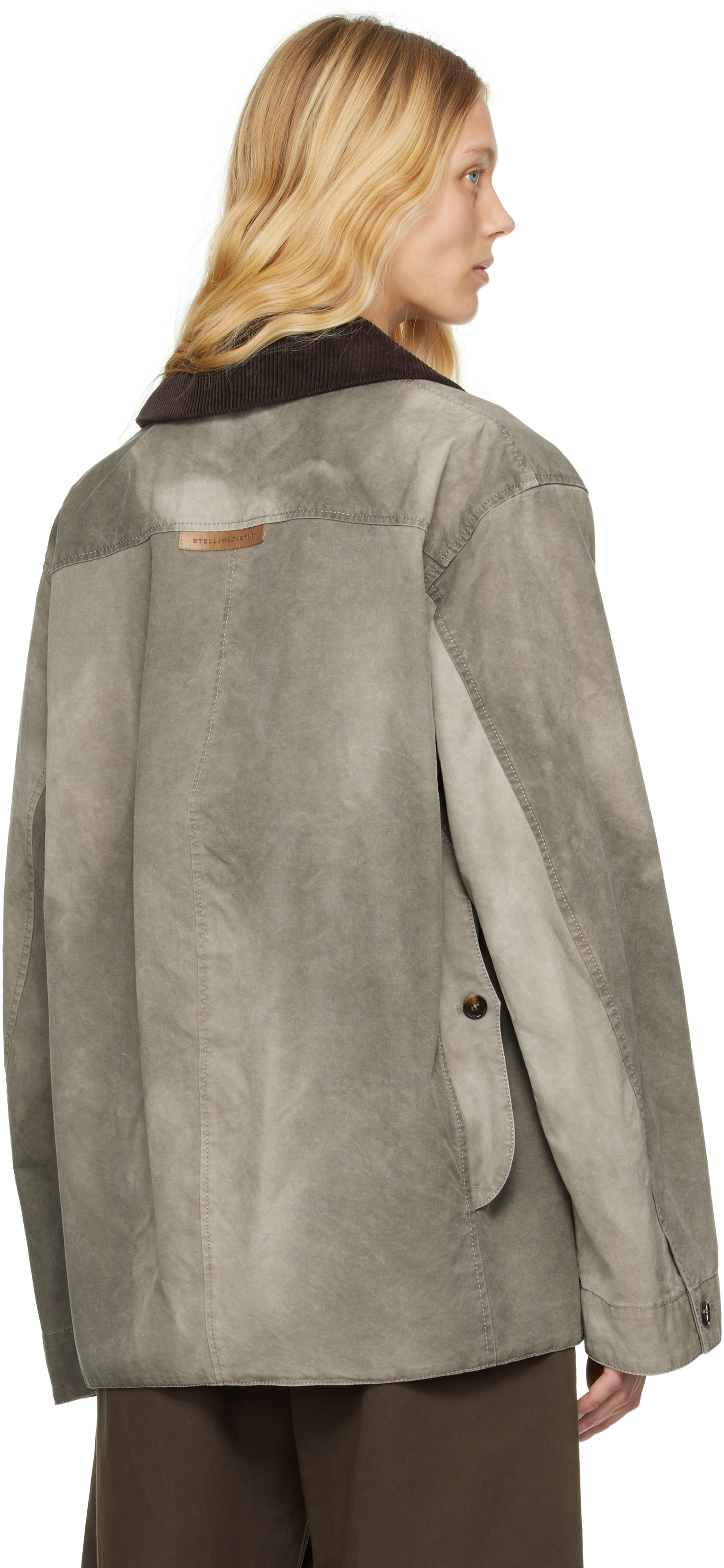 Stella Mccartney Gray Corduroy Collar Aged Jacket In 1506 Smoke