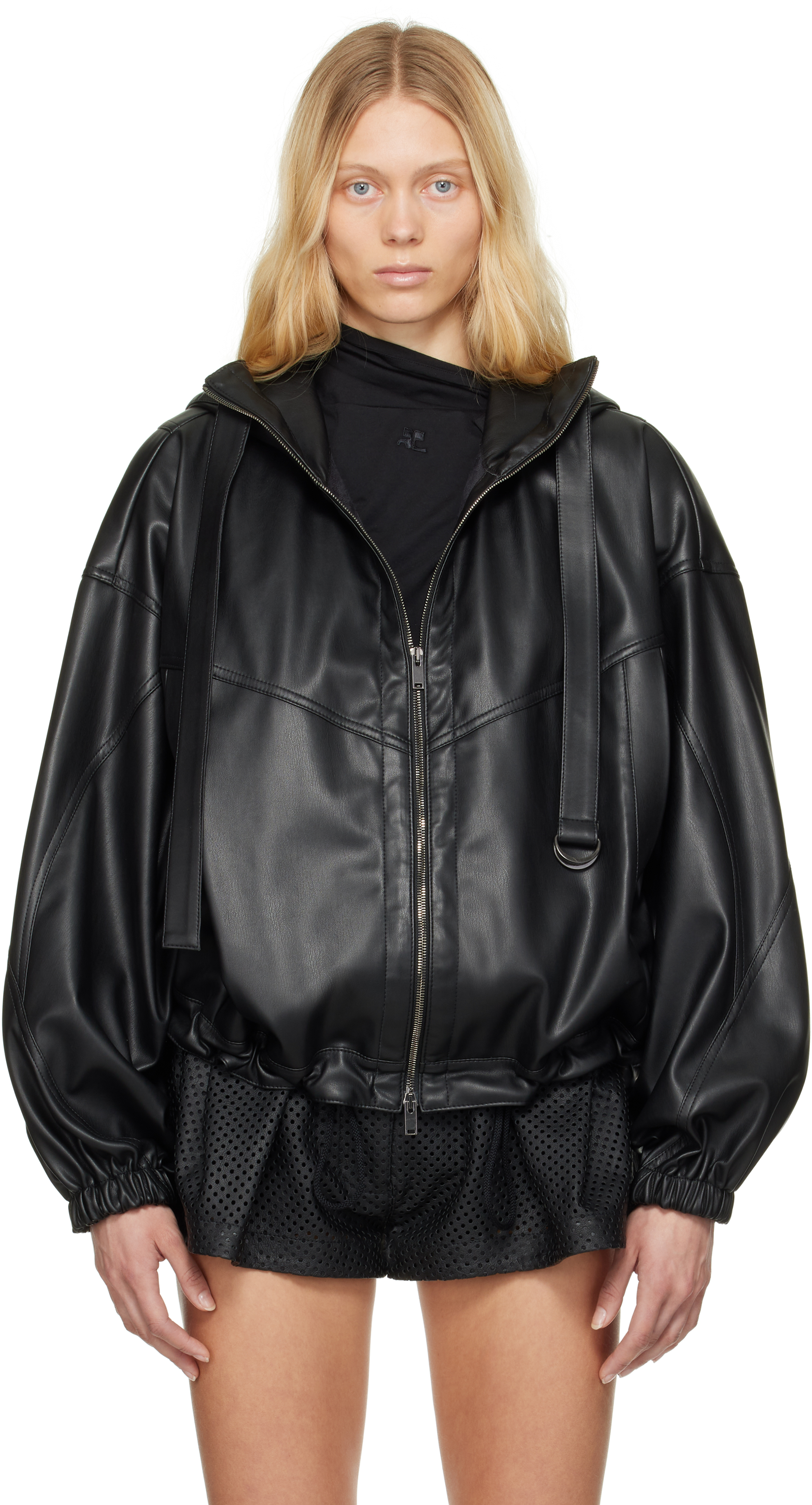 Stella Mccartney Black Altermat Utility Faux Leather Jacket In 1000 Black