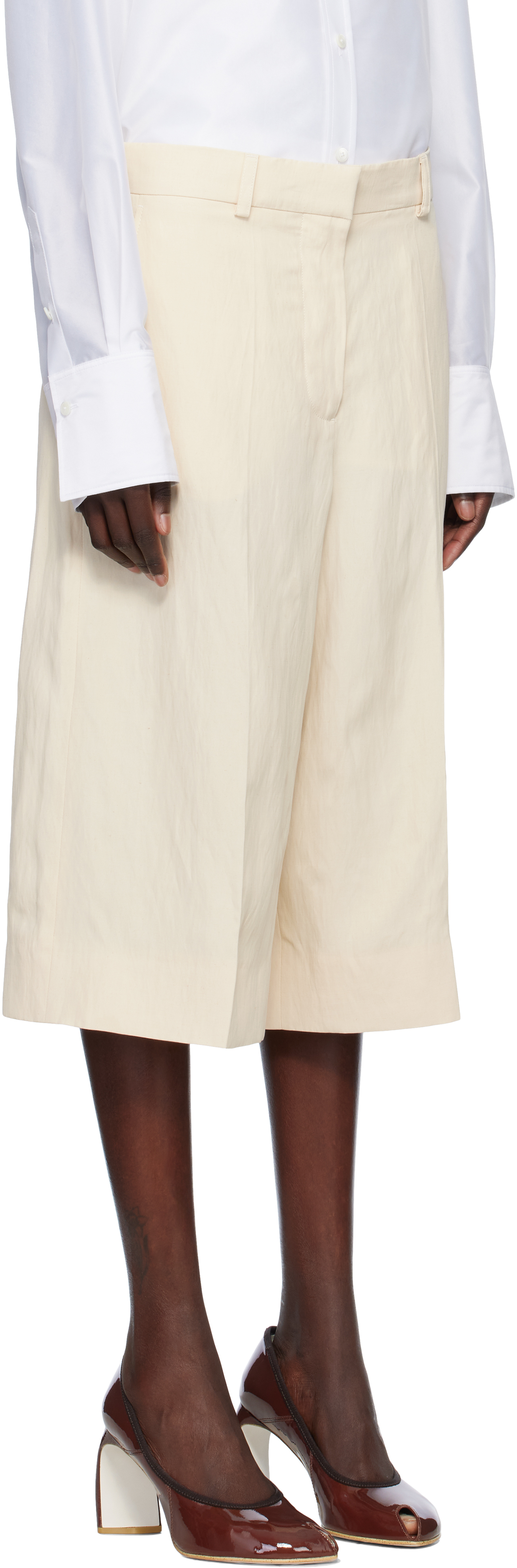 Stella Mccartney Off-white Linen Culotte Shorts