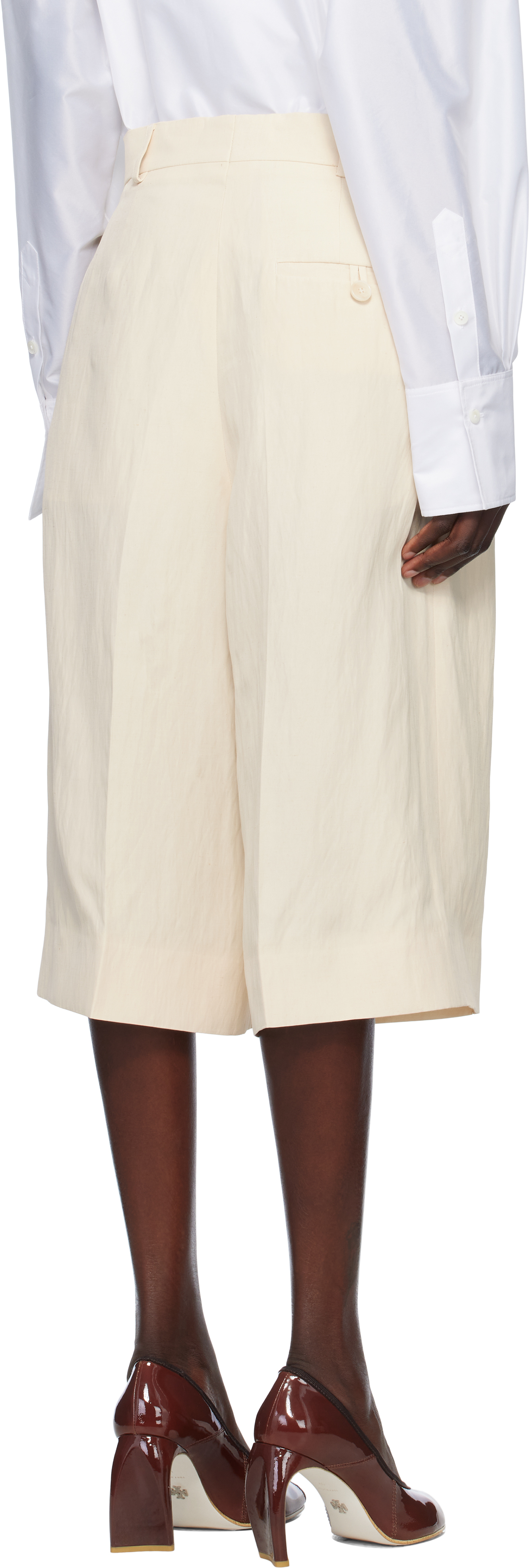 Stella Mccartney Off-white Linen Culotte Shorts