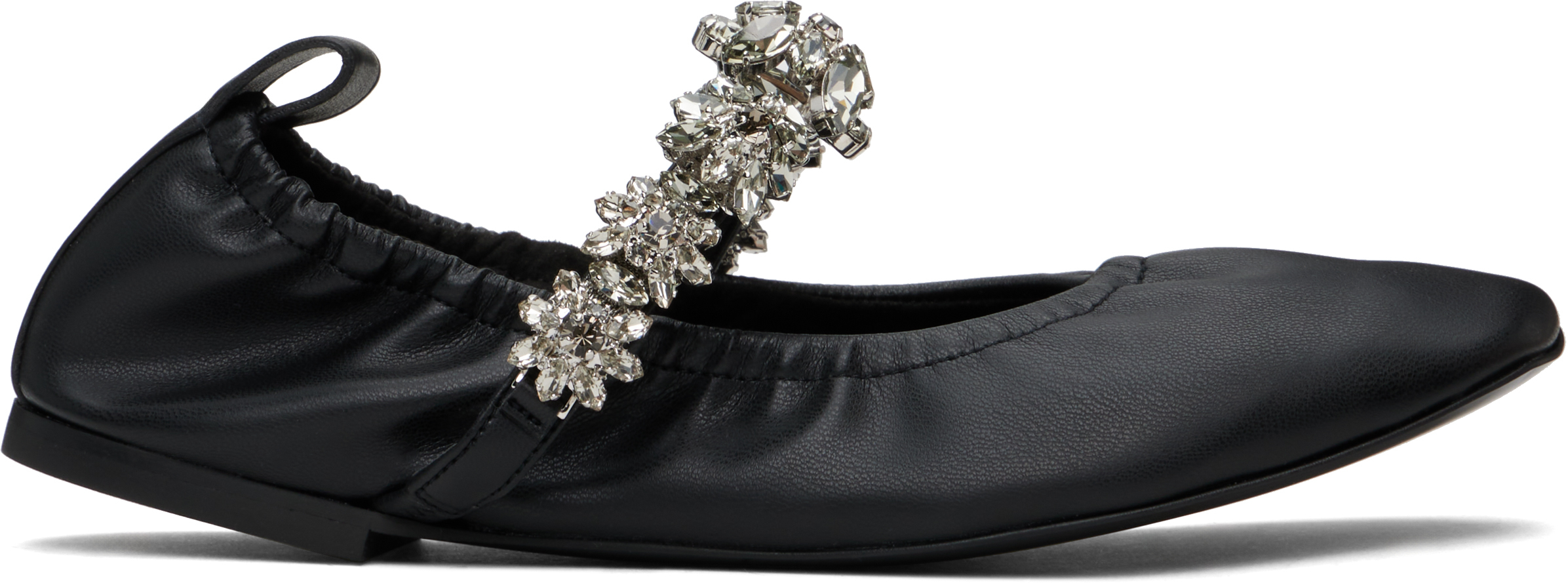 【Stella McCartney】エルサ メタリック バレエフラット Stella McCartneyのブラック Elsa Crystal Flowers バレエ
