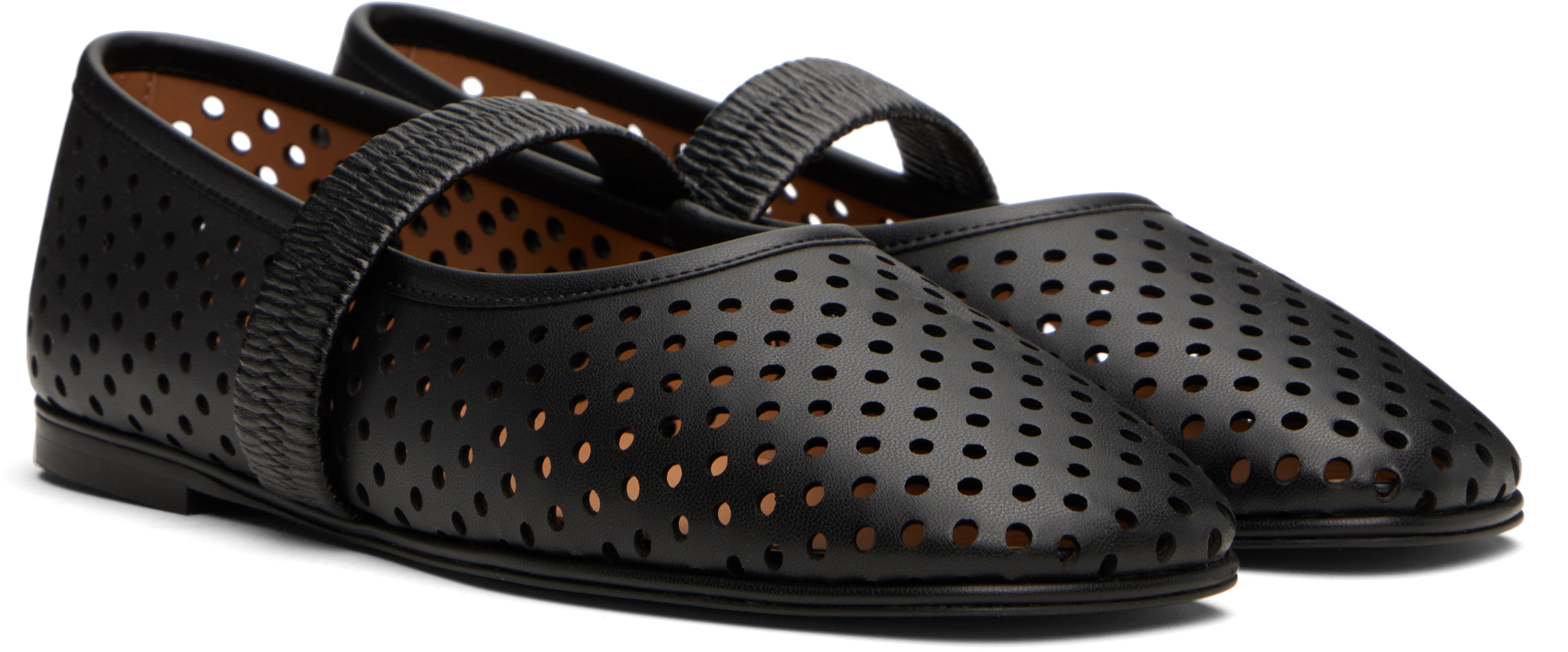 Stella Mccartney Black Ryder Perforated Ballerina Flats In 1000 Black
