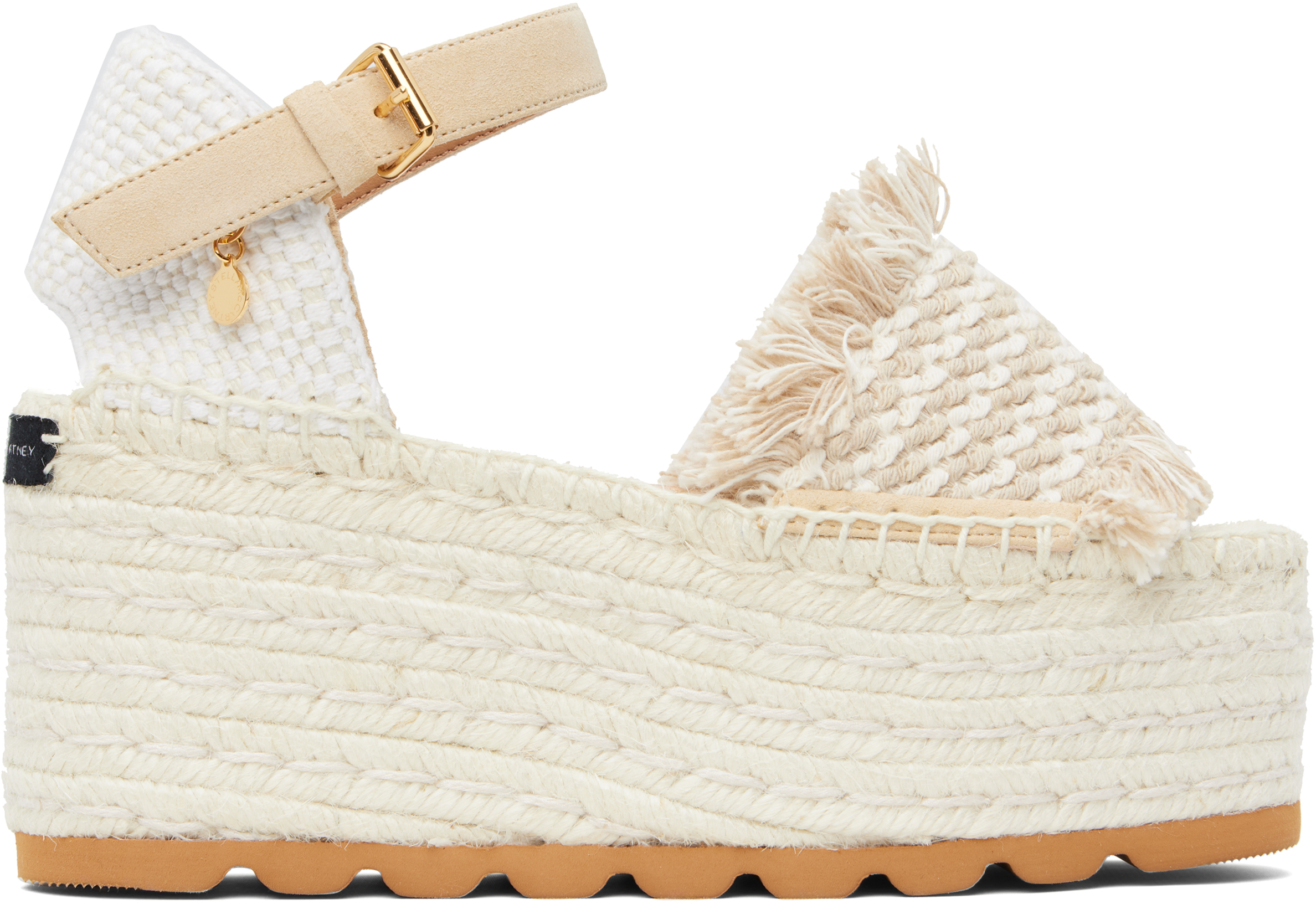 Off-White & Beige Gaia Platform Espadrille Wedge Sandals by