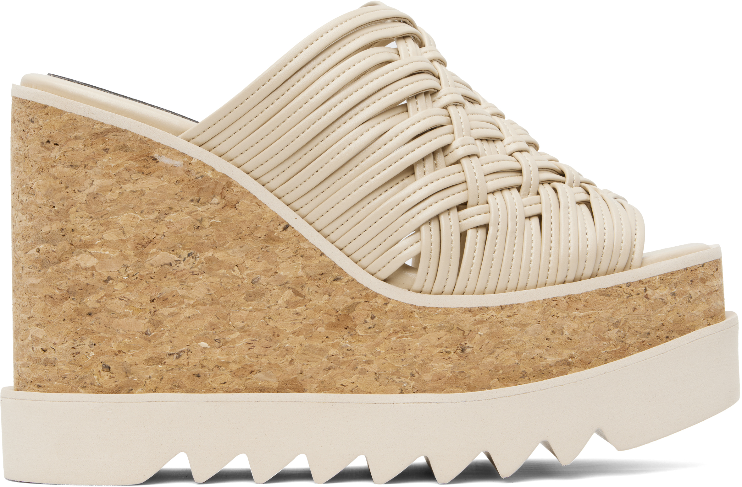 【Stella McCartney】Sneak-Elyse ウーブン ウェッジサンダル Sneak-Elyse woven wedge sandals in white - Stella Mc Cartney