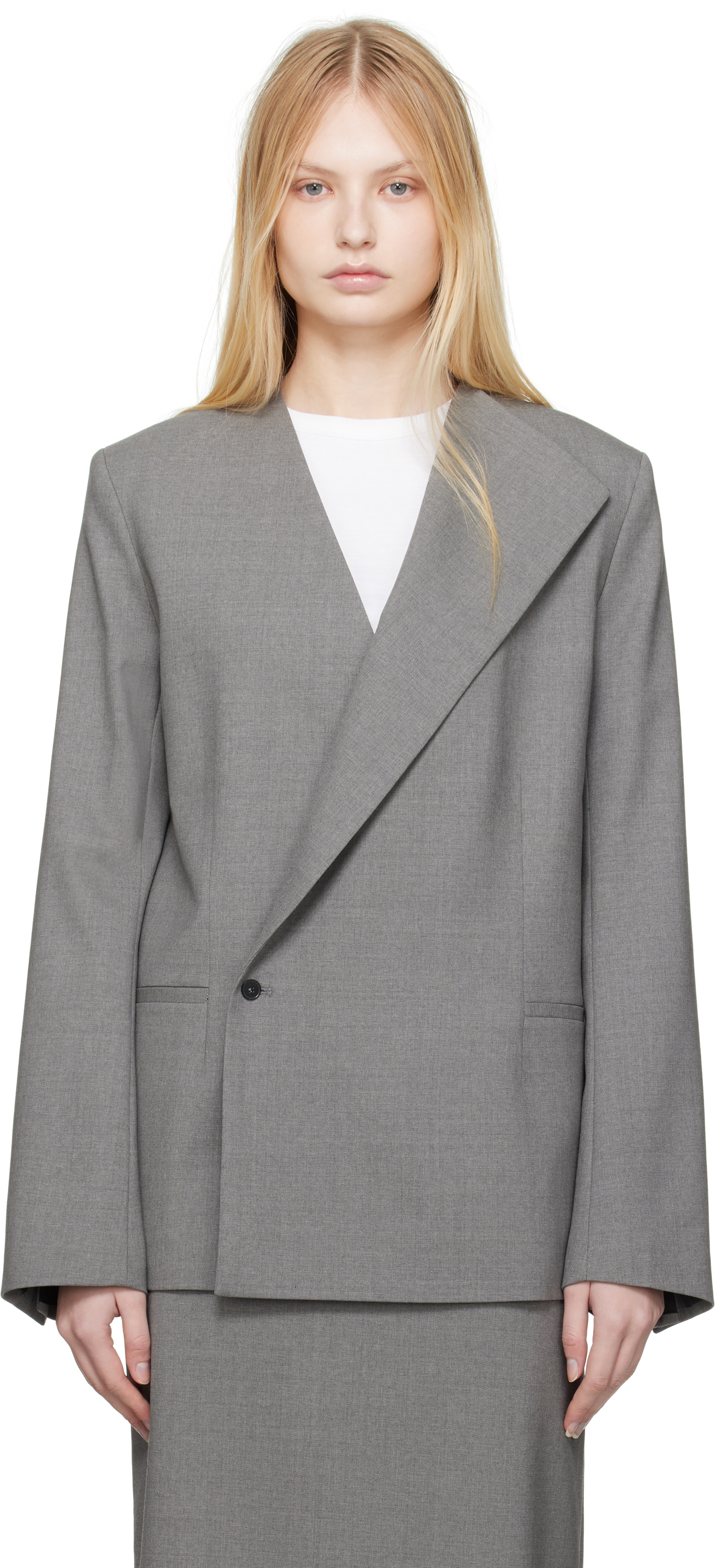 Gray Nodo Blazer by Loulou de Saison on Sale