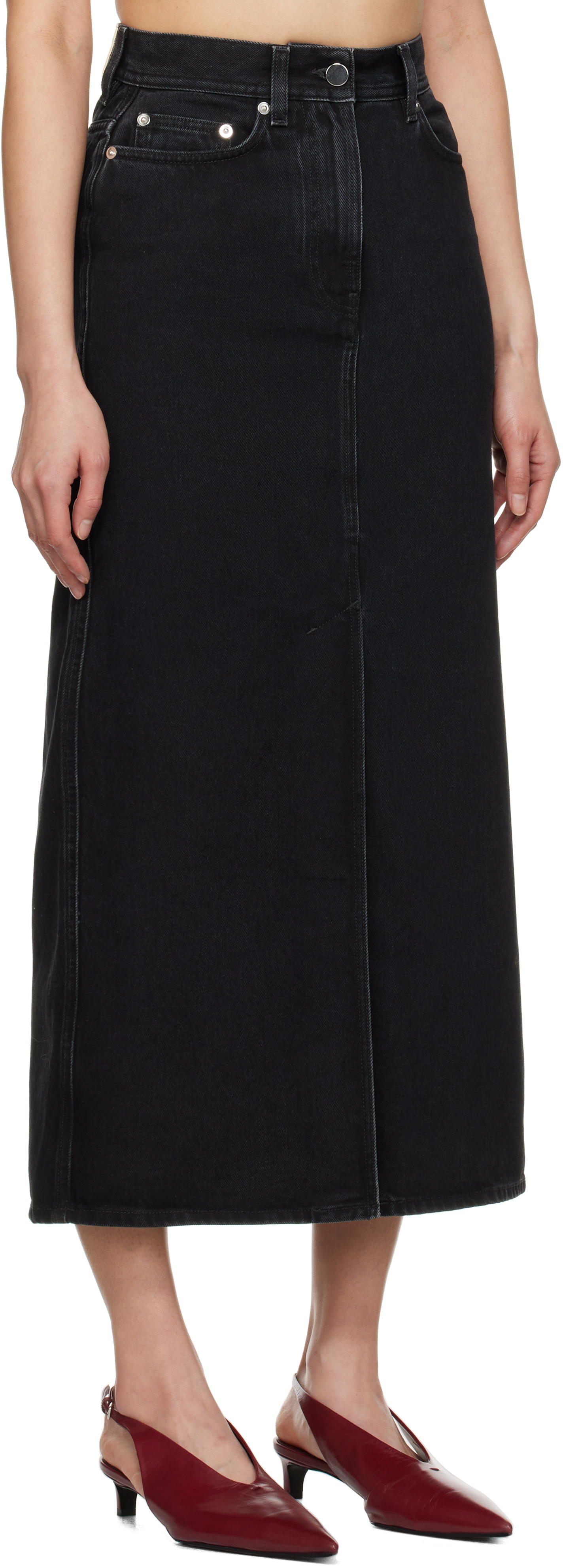 LOULOU STUDIO BLACK RONA DENIM MAXI SKIRT