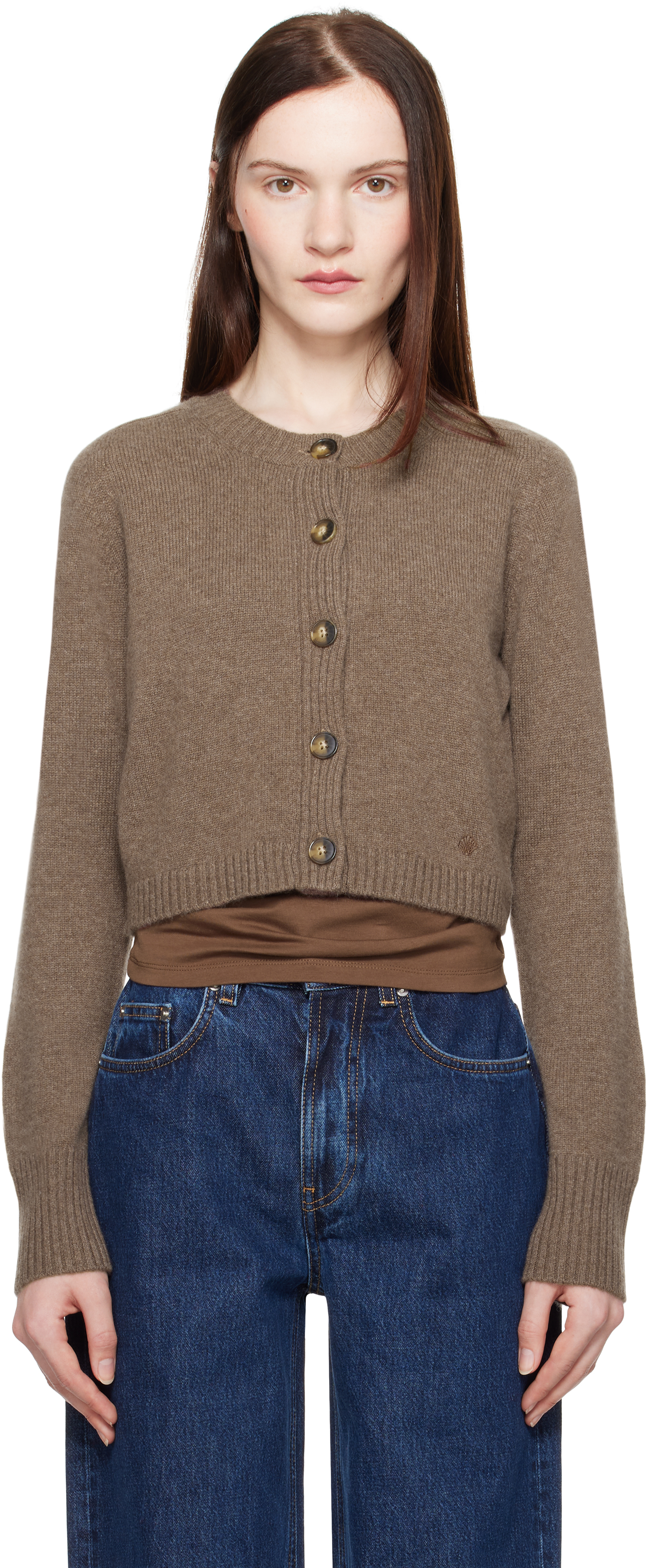 LOULOU STUDIO BROWN ZEPHIR CARDIGAN