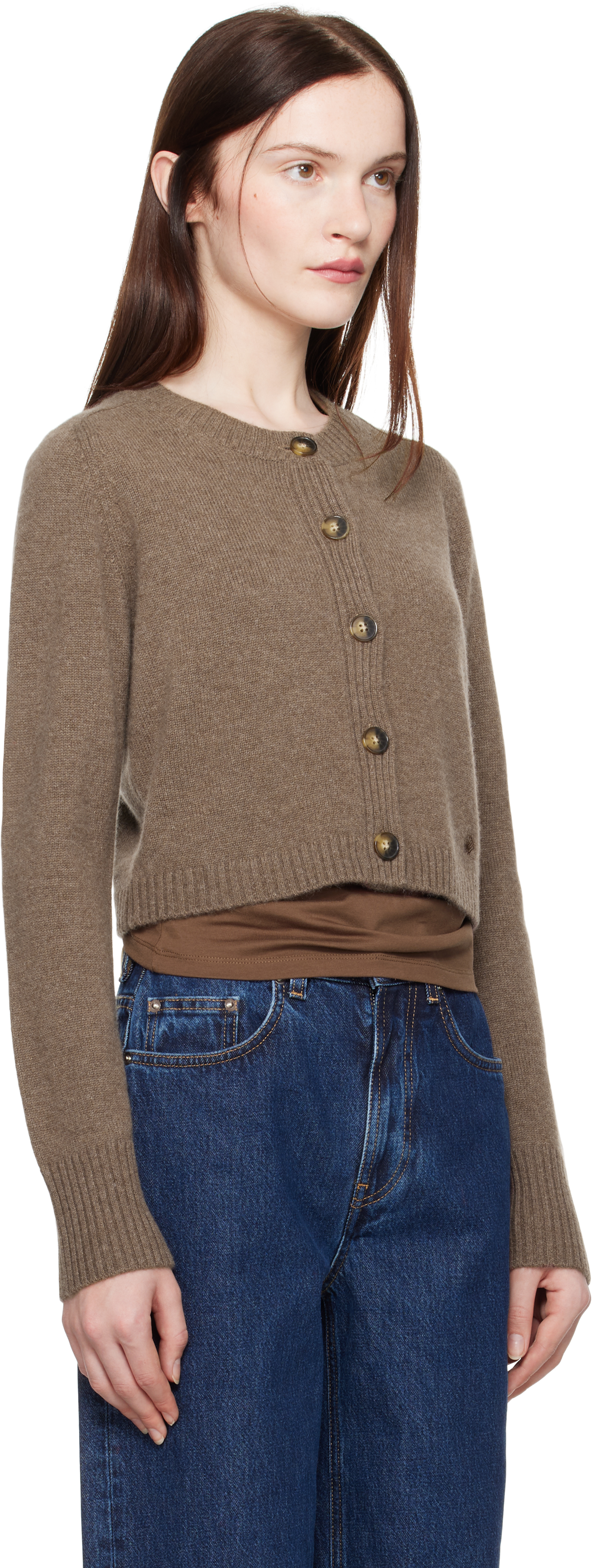 LOULOU STUDIO BROWN ZEPHIR CARDIGAN