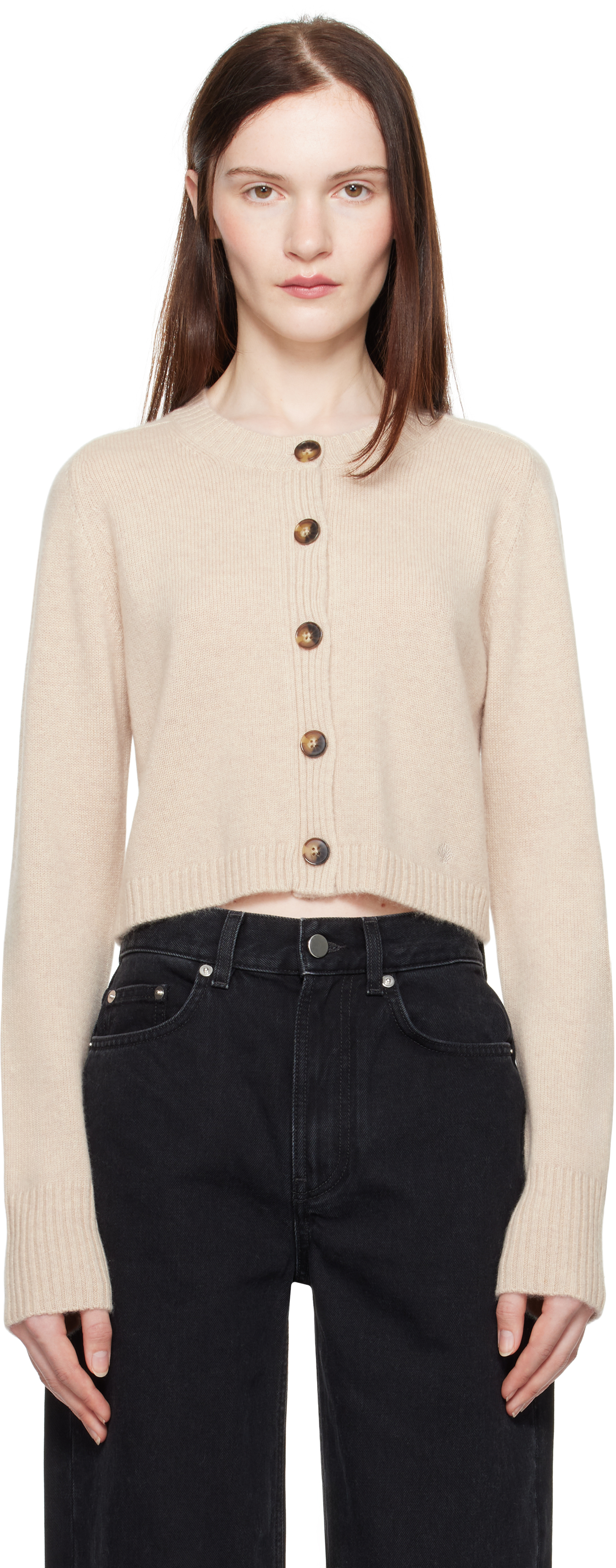 Loulou Studio Beige Zephir Cardigan In Oat Melange