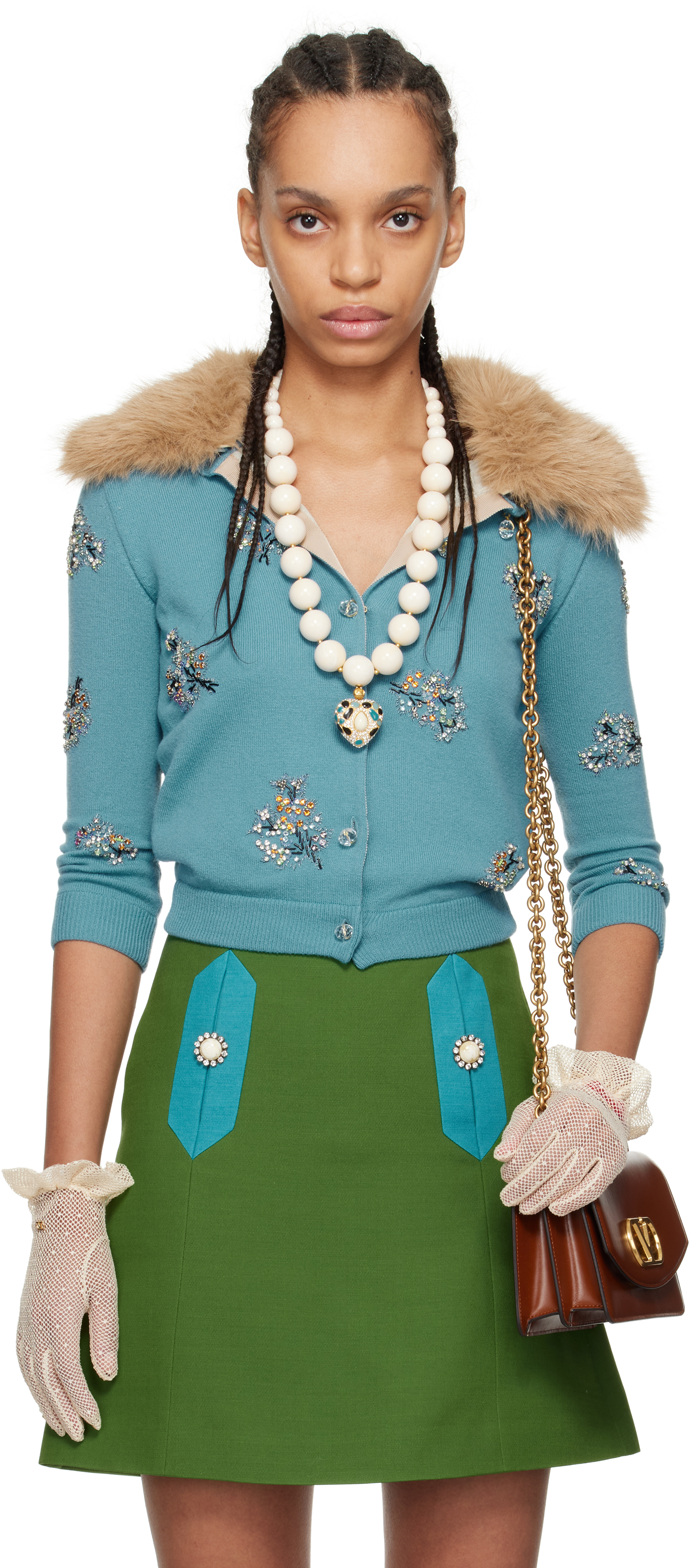 Blue Embroidered Cardigan