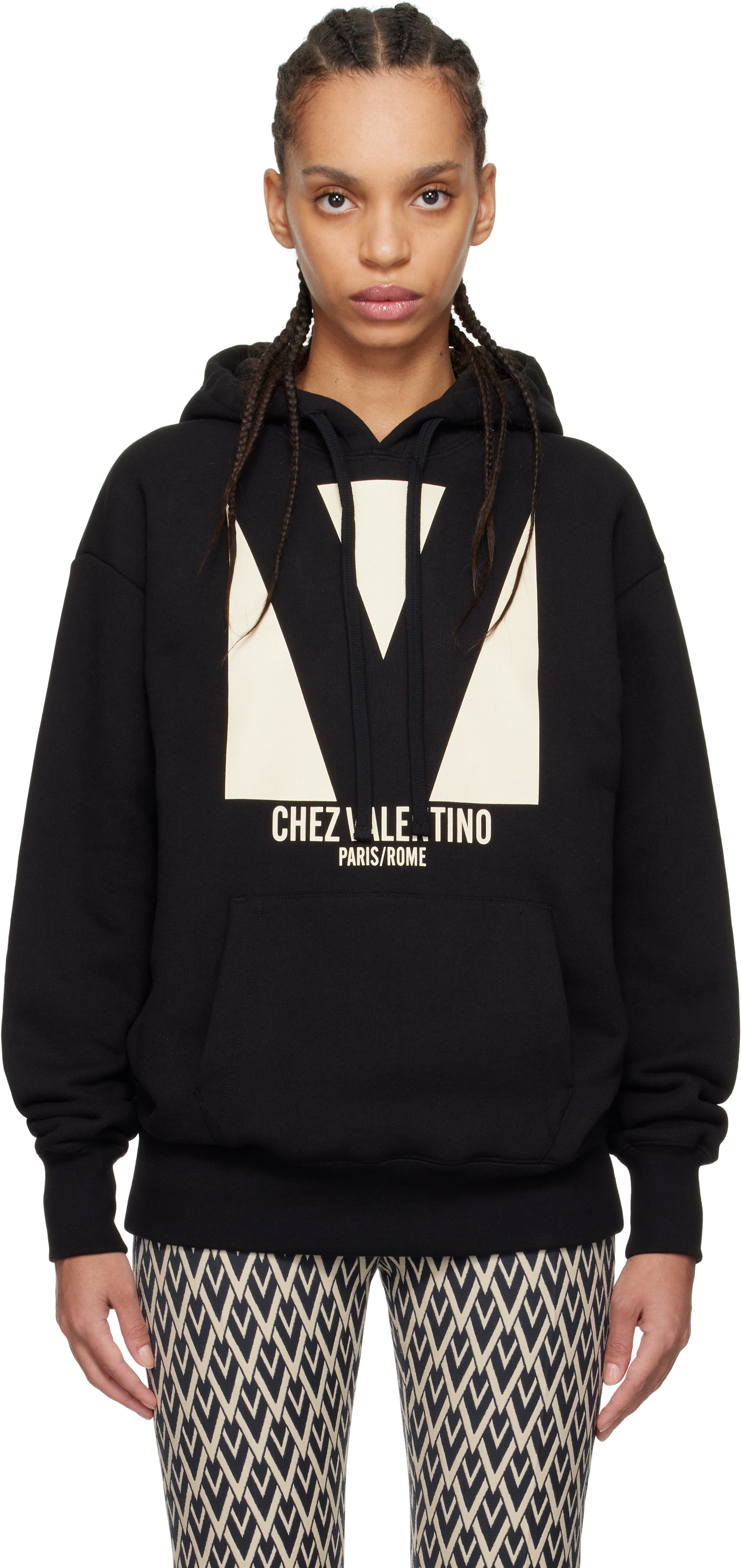 Off-White Cotton 'Chez Valentino' Print Hoodie