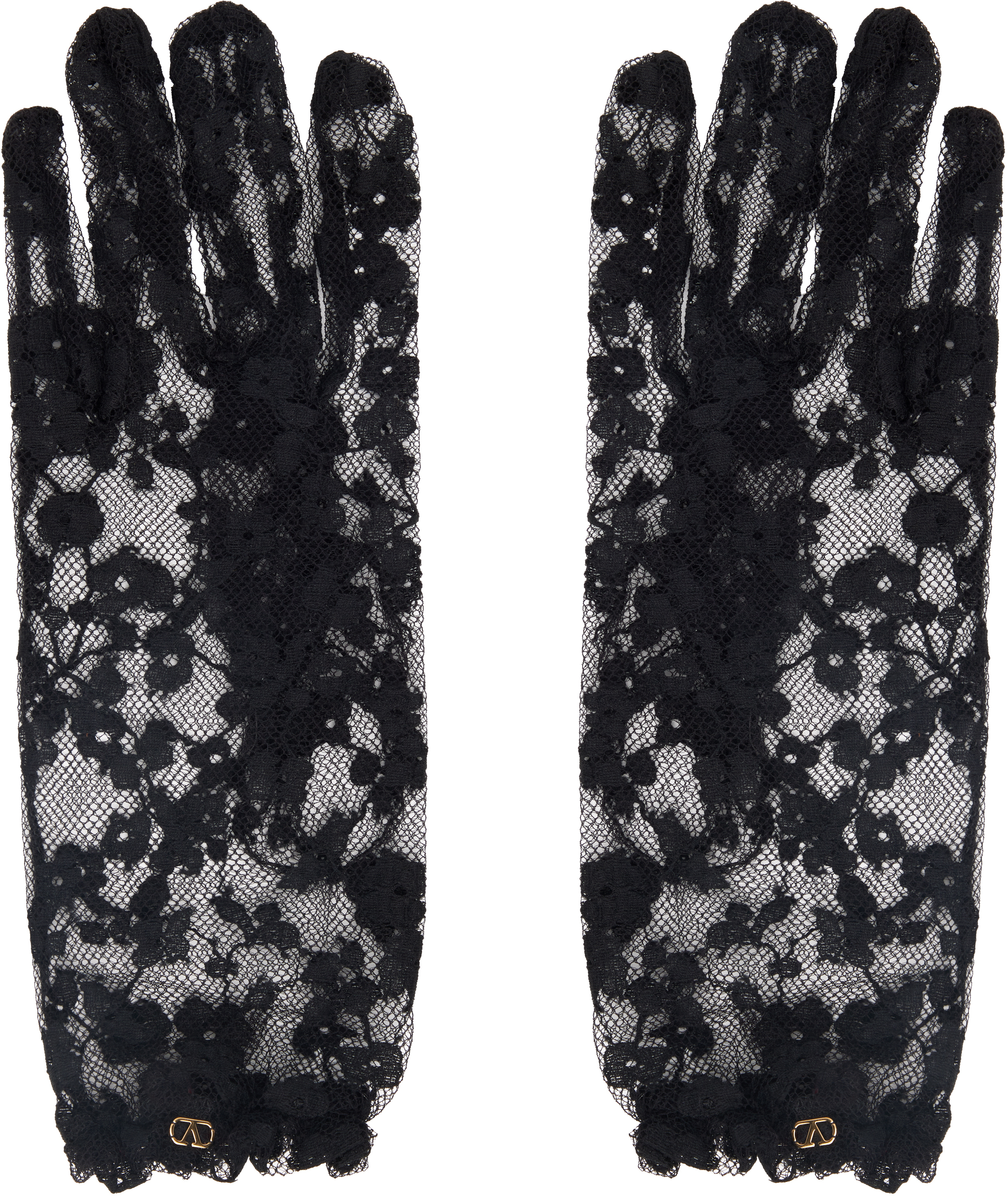 Black VLogo Signature Lace Gloves