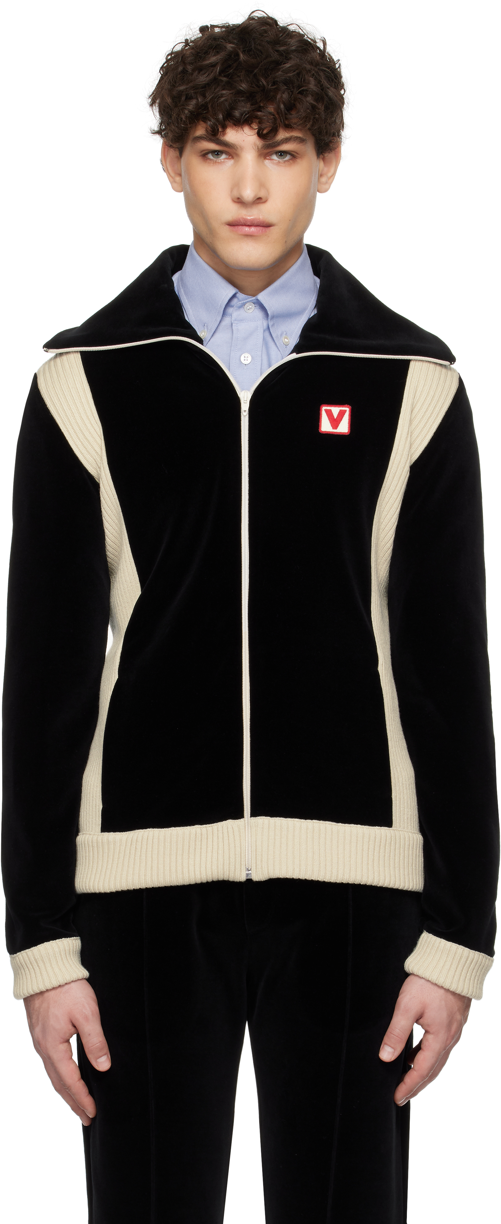 Black 'Chez Valentino' Turtleneck Jacket