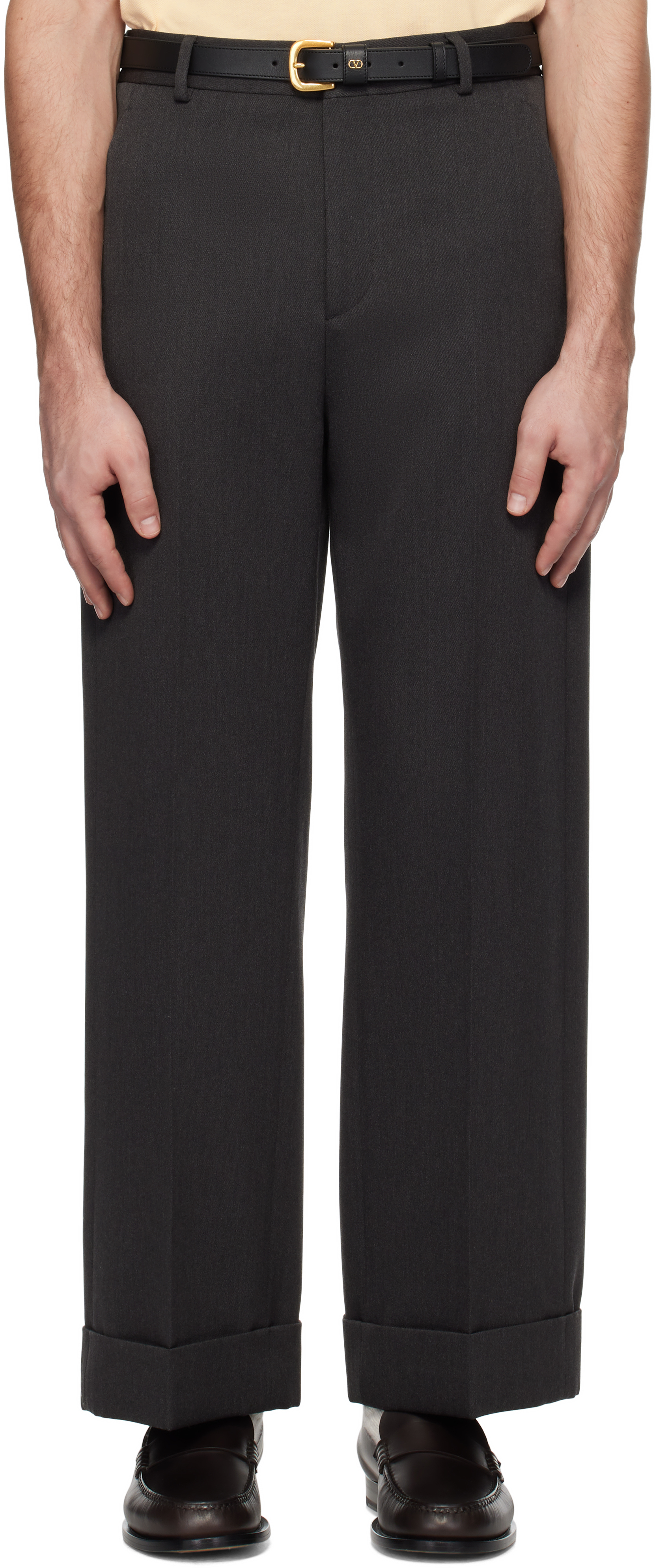 Gray Wool Gabardine Trousers