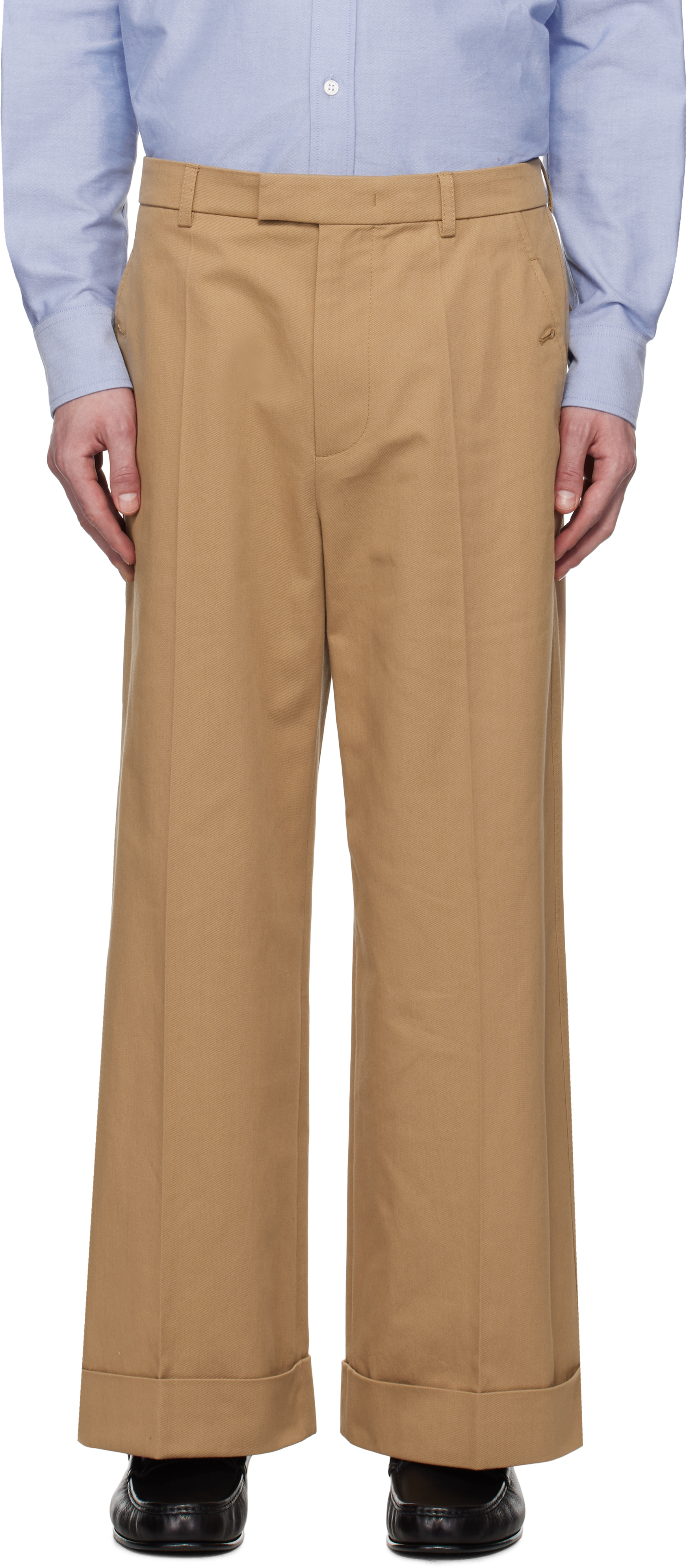 Tan Cotton Gabardine Trousers