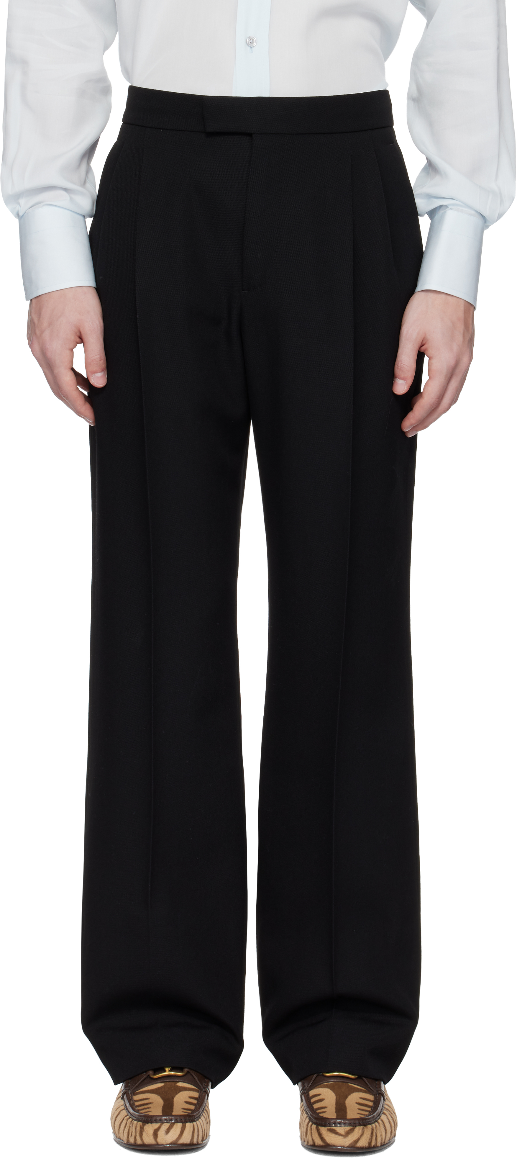Black Grain de Poudre Wool Trousers
